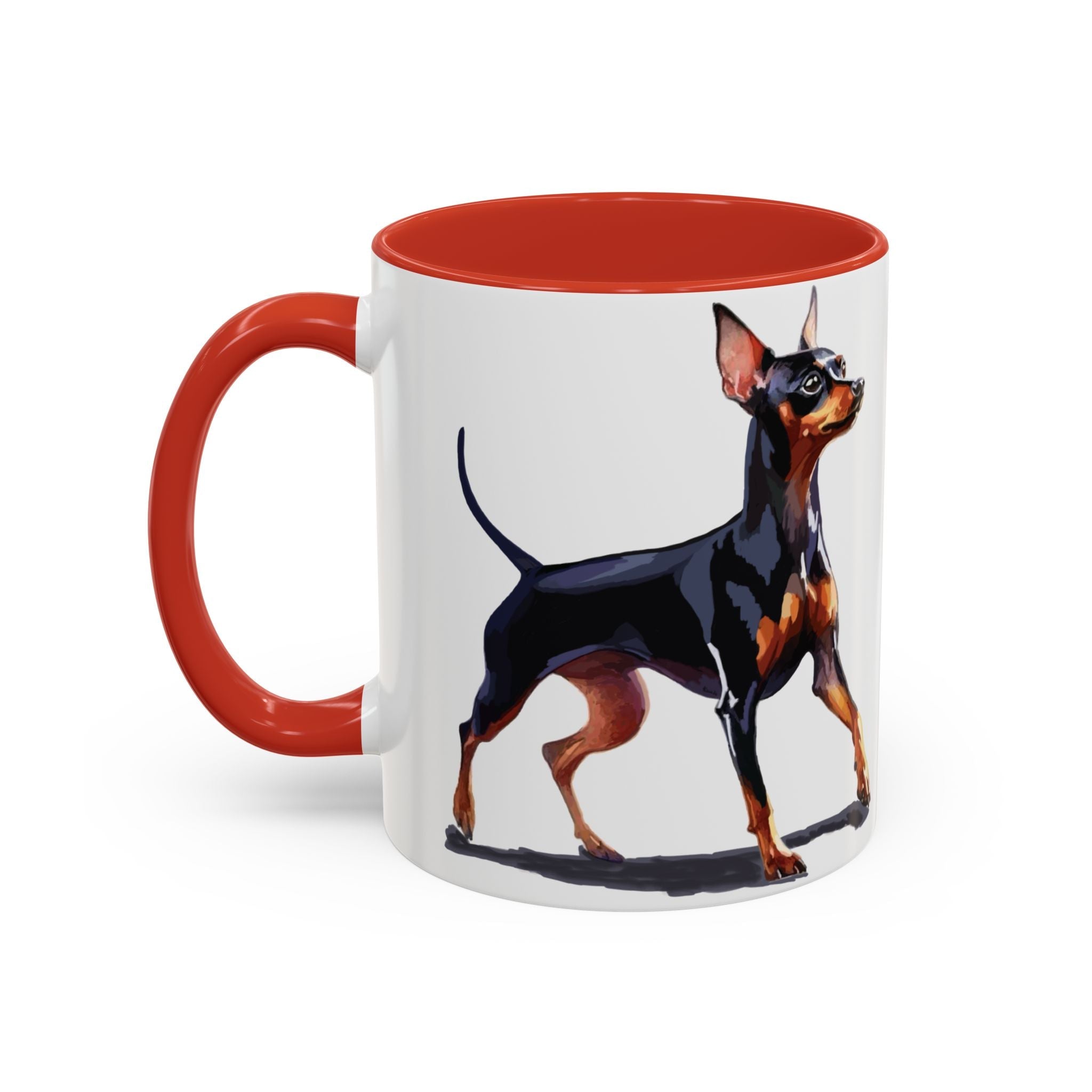Miniature Pinscher Dog Two Tone Ceramic Coffee Mugs - Blue Cava