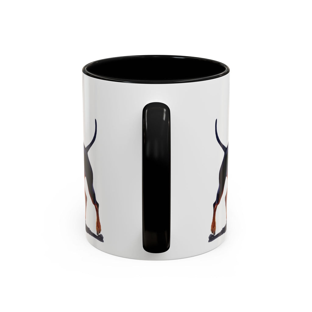 Miniature Pinscher Dog Two Tone Ceramic Coffee Mugs - Blue Cava
