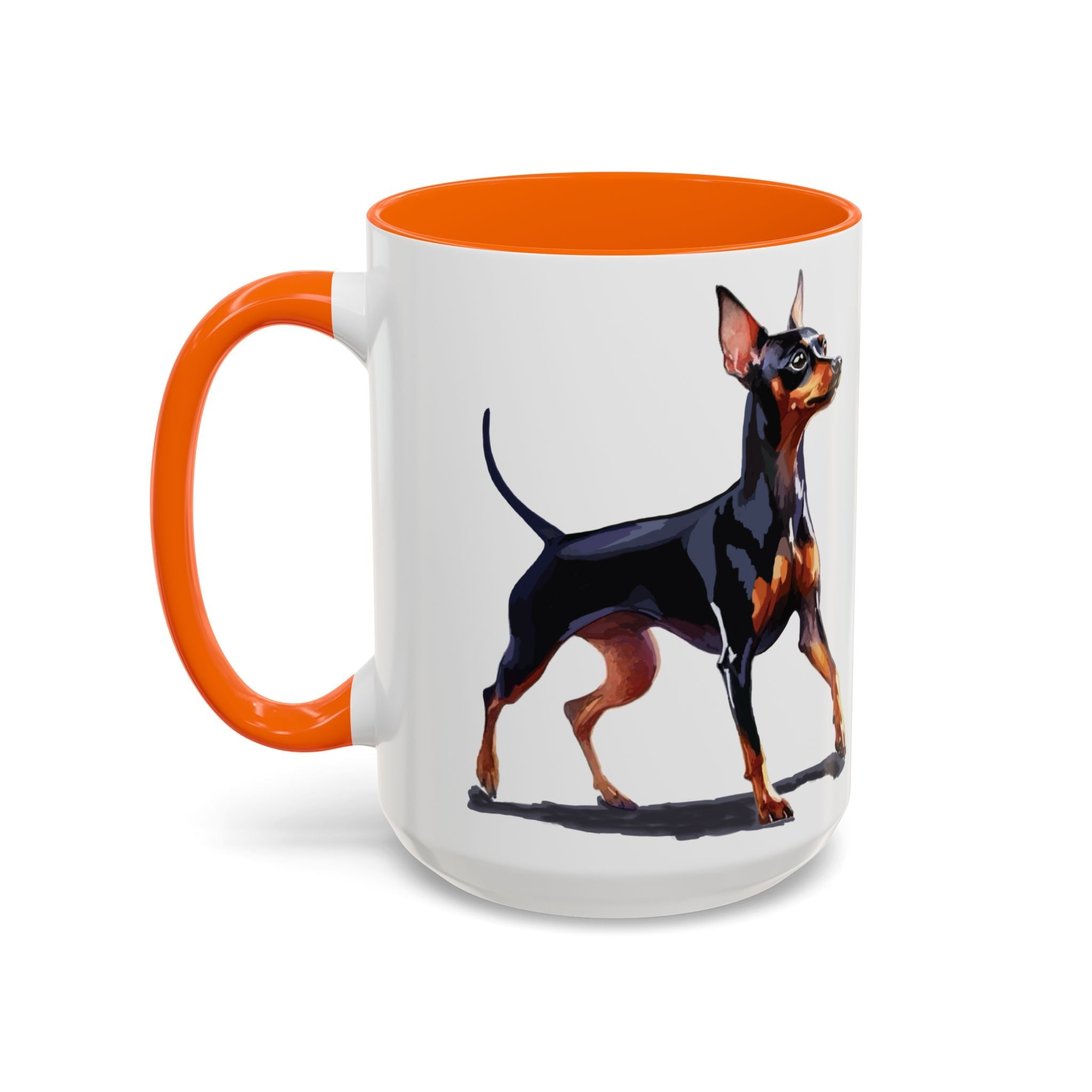 Miniature Pinscher Dog Two Tone Ceramic Coffee Mugs - Blue Cava
