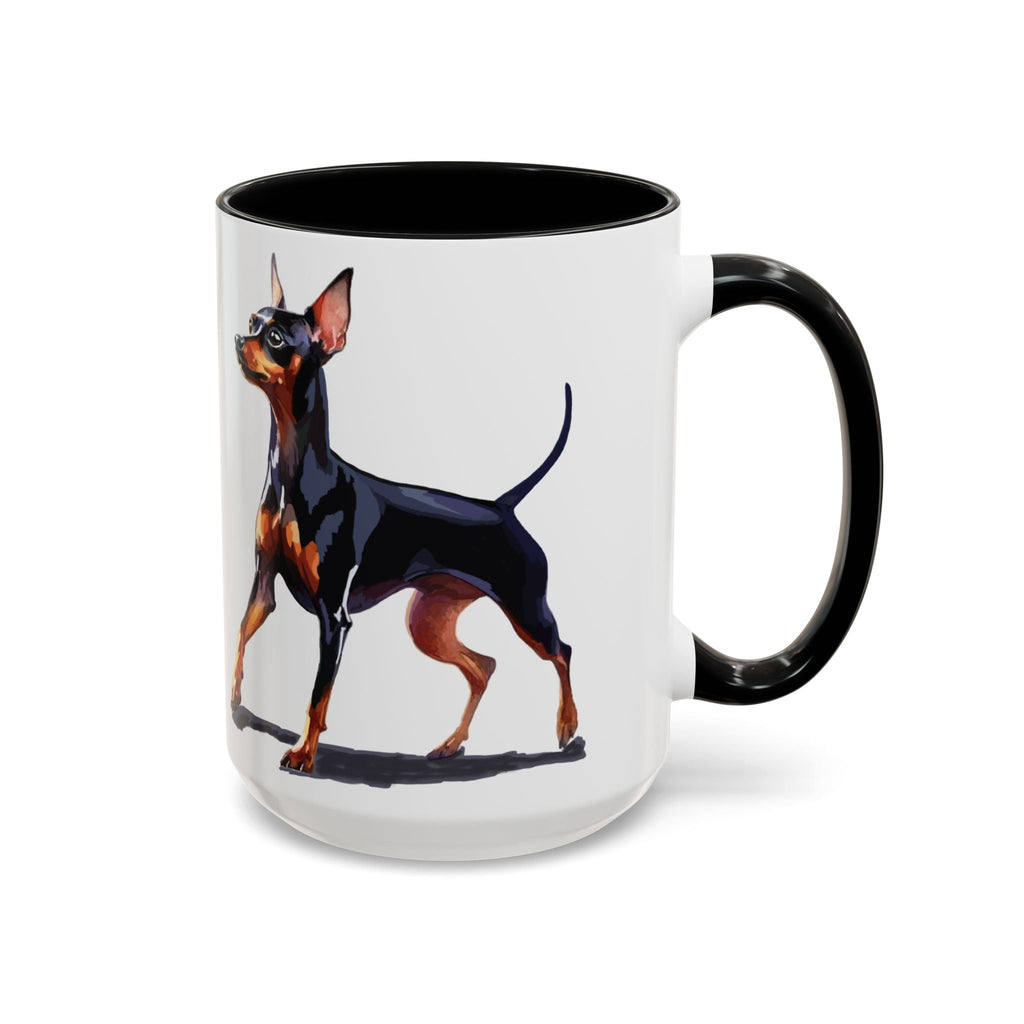 Miniature Pinscher Dog Two Tone Ceramic Coffee Mugs - Blue Cava