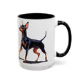 Miniature Pinscher Dog Two Tone Ceramic Coffee Mugs - Blue Cava