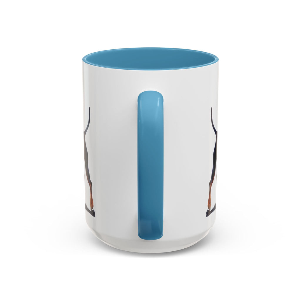Miniature Pinscher Dog Two Tone Ceramic Coffee Mugs - Blue Cava