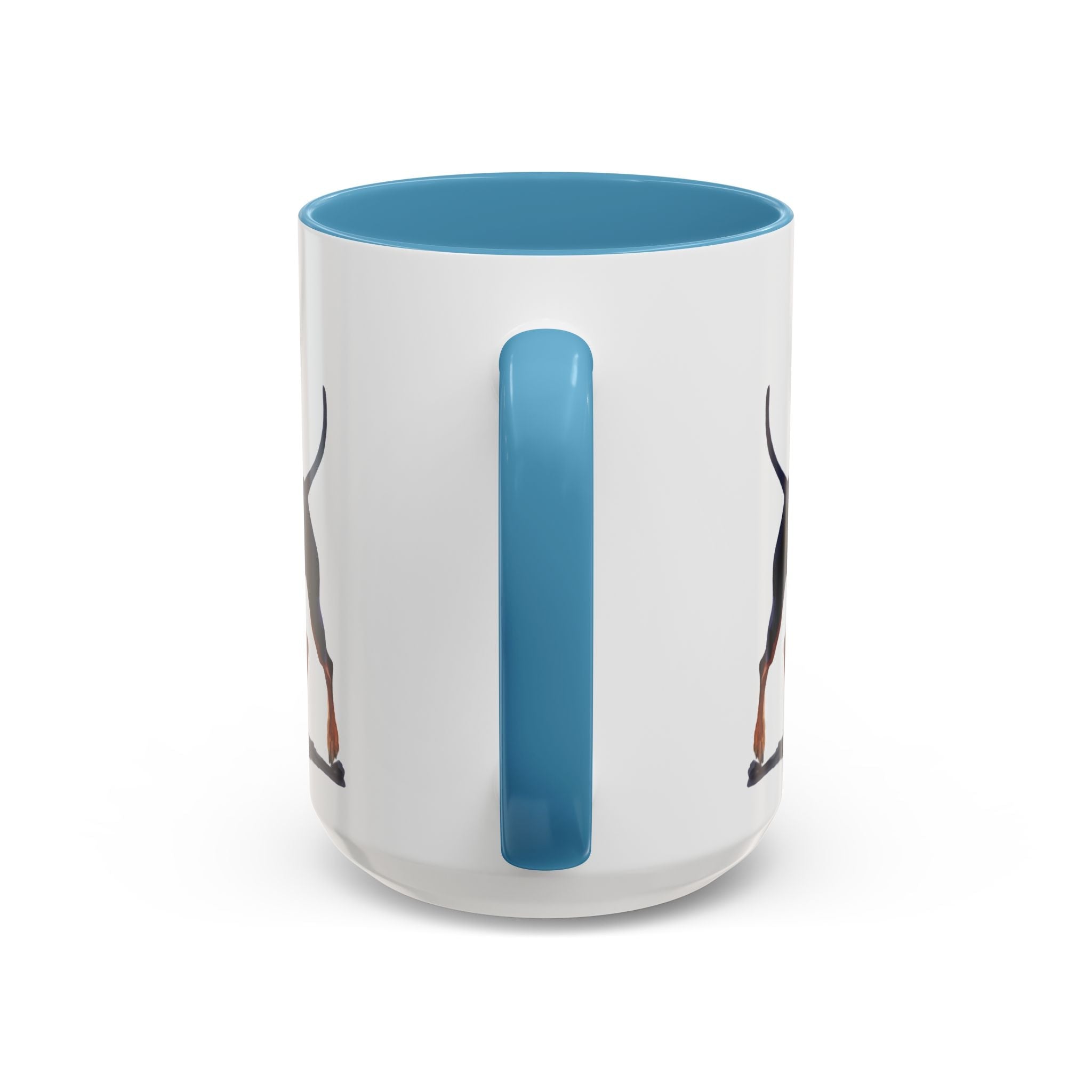 Miniature Pinscher Dog Two Tone Ceramic Coffee Mugs - Blue Cava