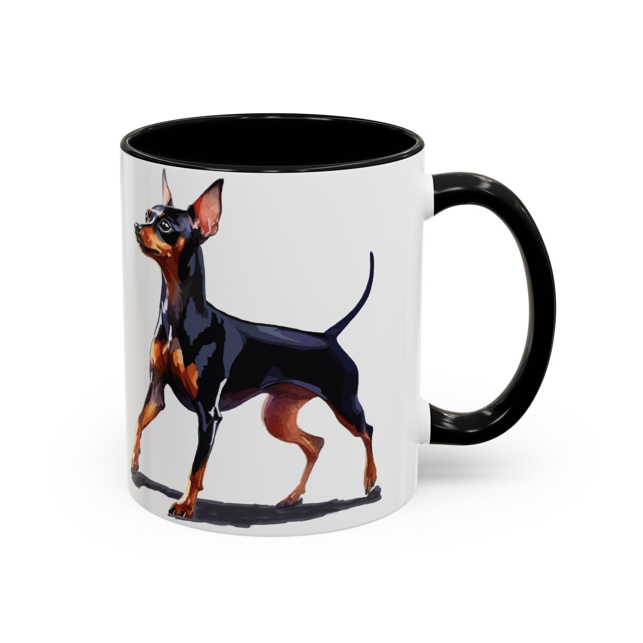 Miniature Pinscher Dog Two Tone Ceramic Coffee Mugs - Blue Cava