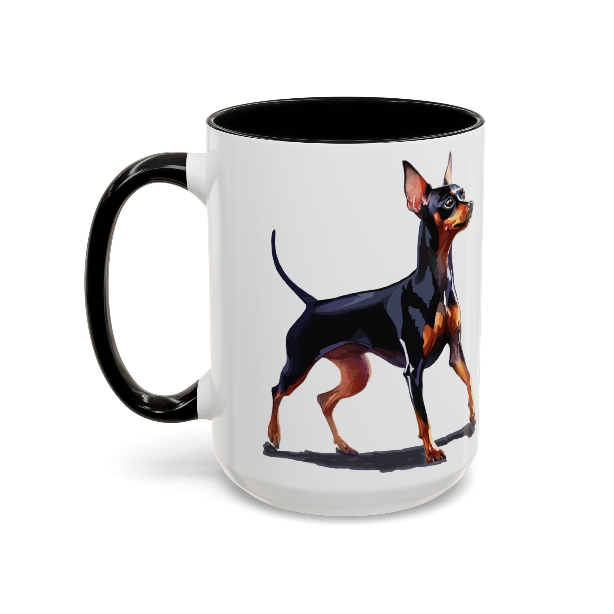 Miniature Pinscher Dog Two Tone Ceramic Coffee Mugs - Blue Cava