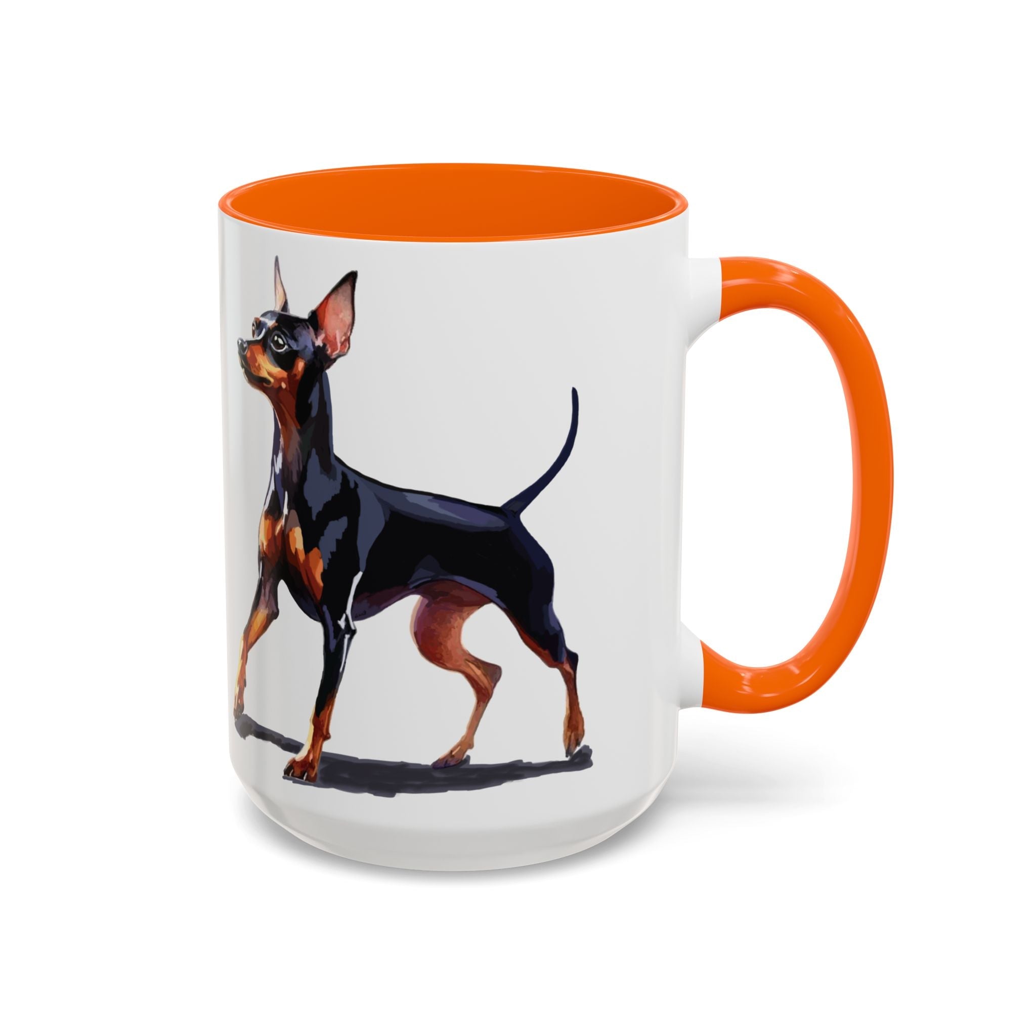 Miniature Pinscher Dog Two Tone Ceramic Coffee Mugs - Blue Cava