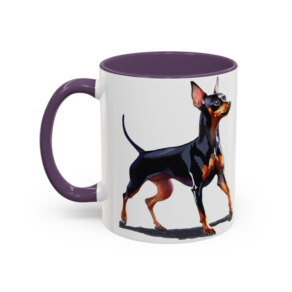Miniature Pinscher Dog Two Tone Ceramic Coffee Mugs - Blue Cava