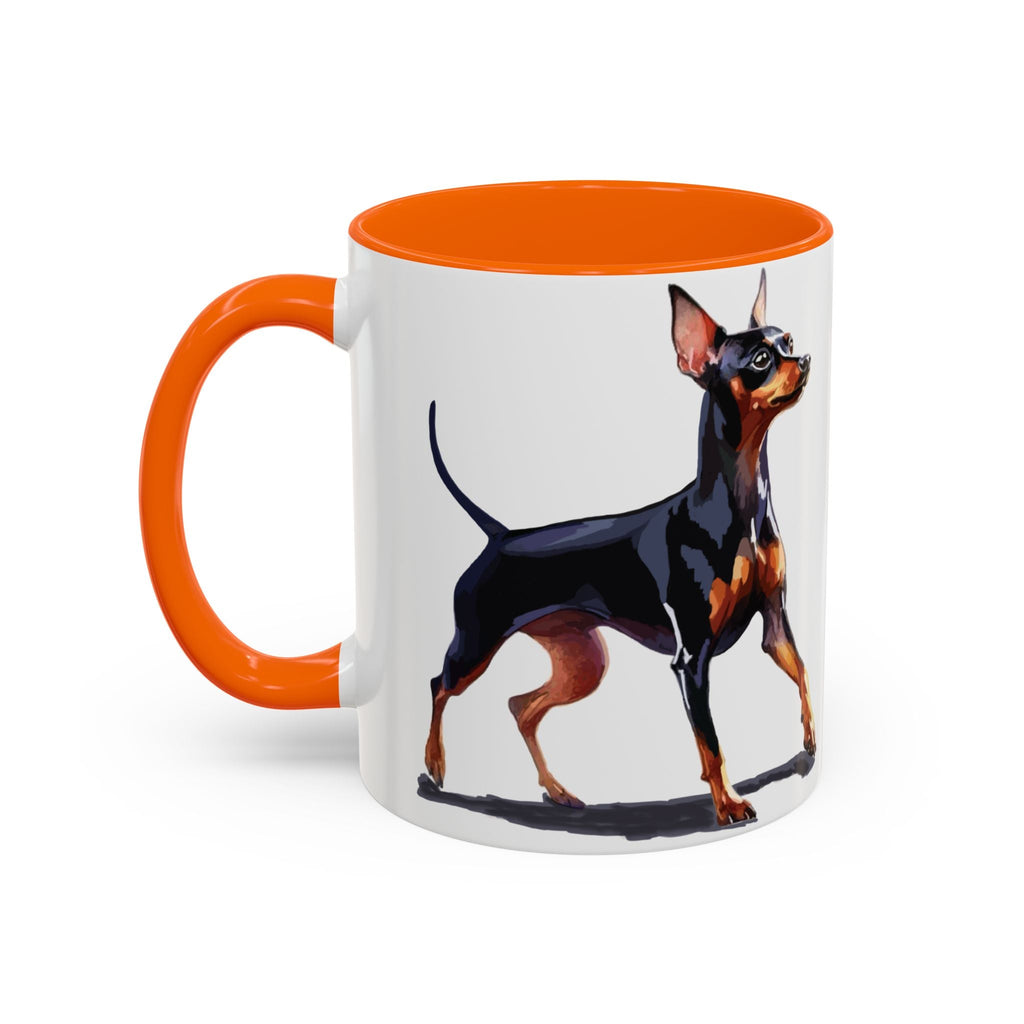 Miniature Pinscher Dog Two Tone Ceramic Coffee Mugs - Blue Cava