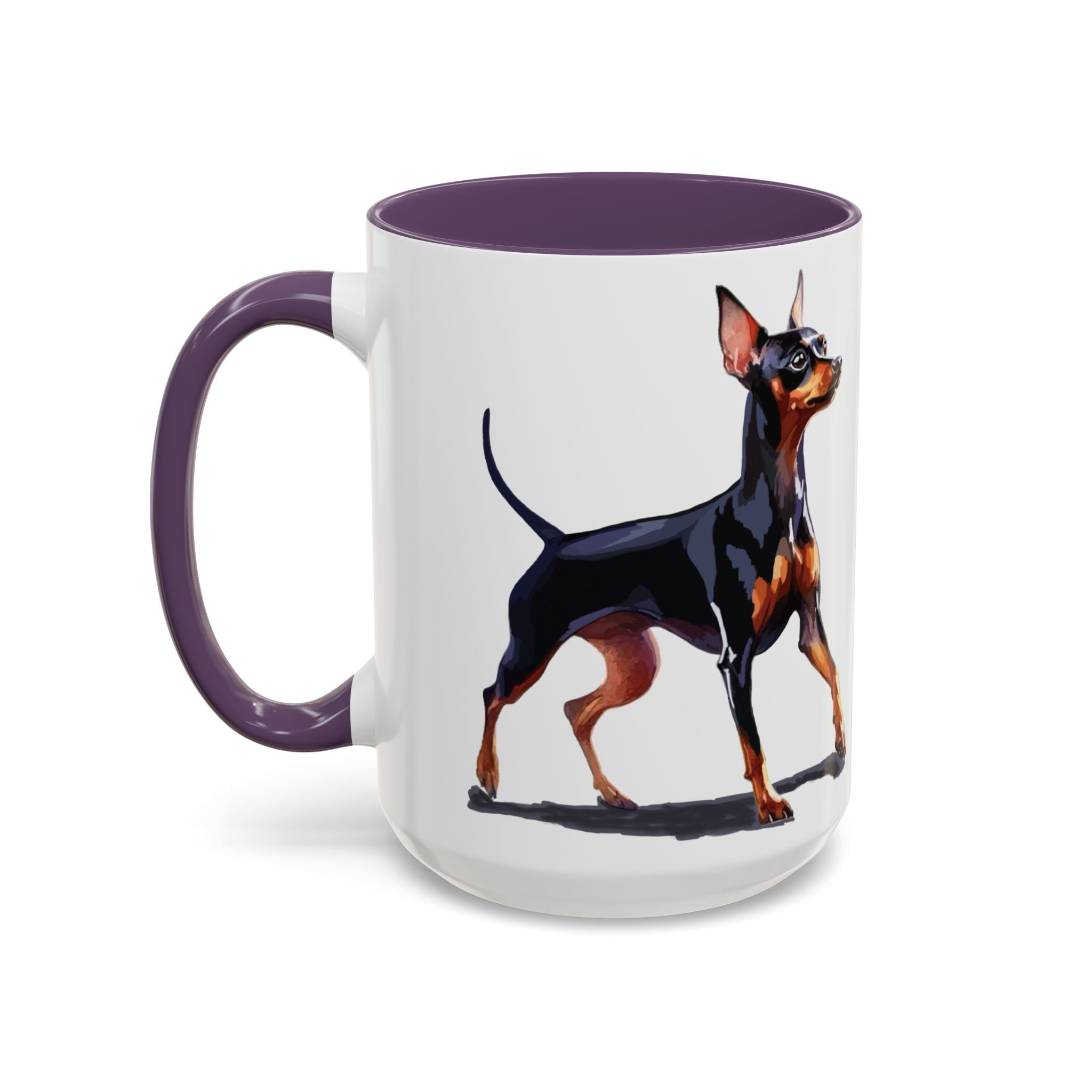 Miniature Pinscher Dog Two Tone Ceramic Coffee Mugs - Blue Cava