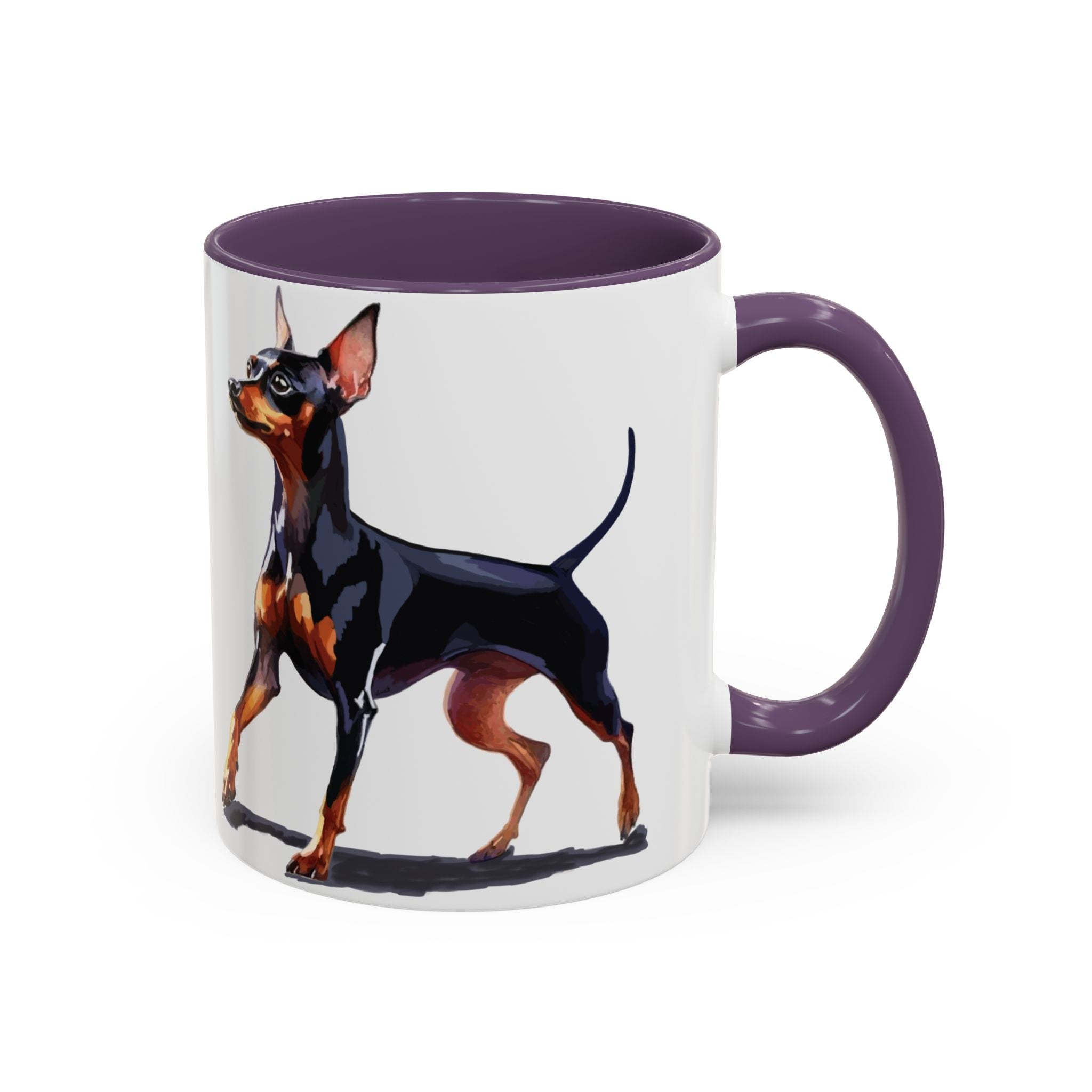 Miniature Pinscher Dog Two Tone Ceramic Coffee Mugs - Blue Cava