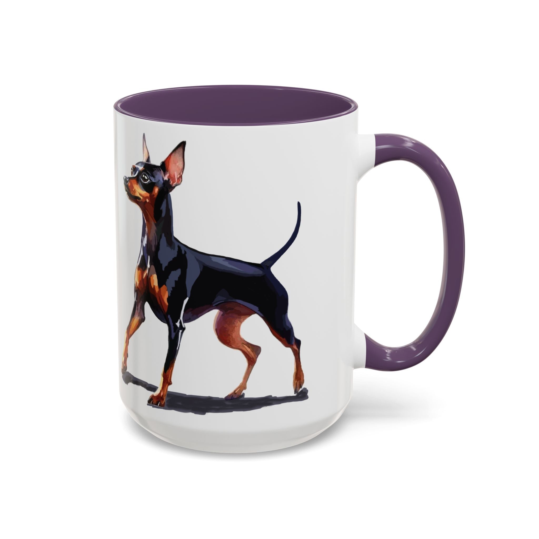 Miniature Pinscher Dog Two Tone Ceramic Coffee Mugs - Blue Cava