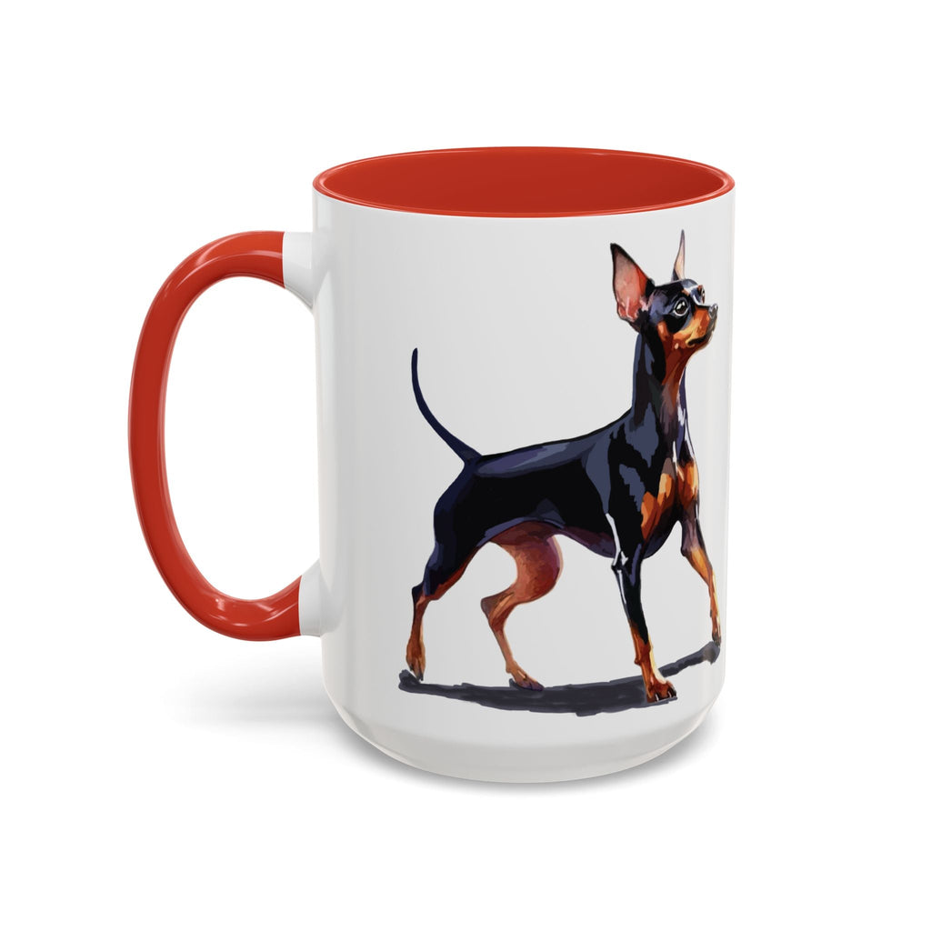 Miniature Pinscher Dog Two Tone Ceramic Coffee Mugs - Blue Cava