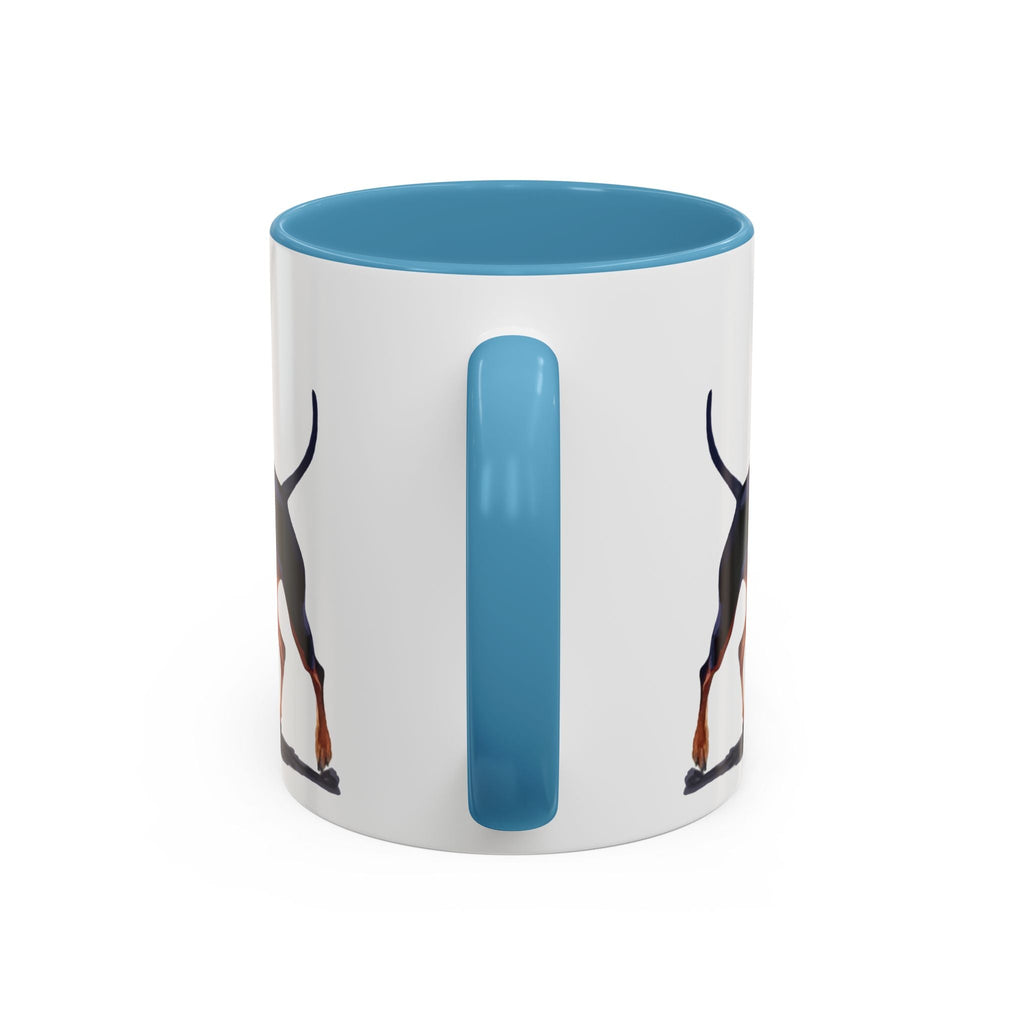 Miniature Pinscher Dog Two Tone Ceramic Coffee Mugs - Blue Cava