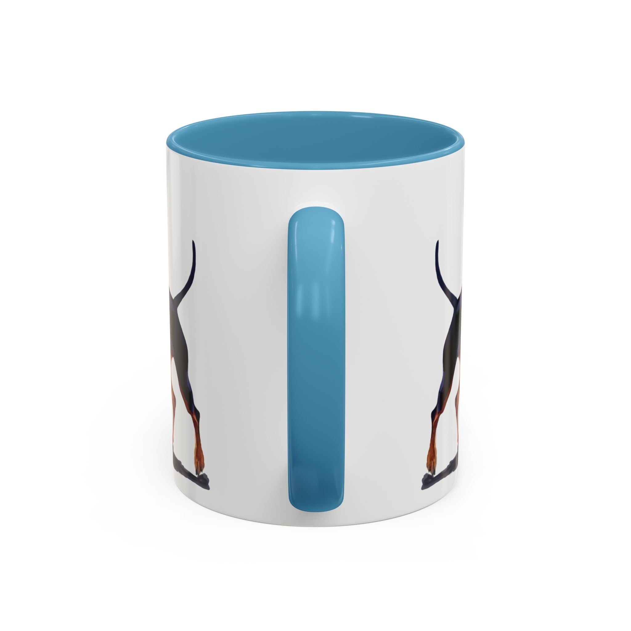 Miniature Pinscher Dog Two Tone Ceramic Coffee Mugs - Blue Cava