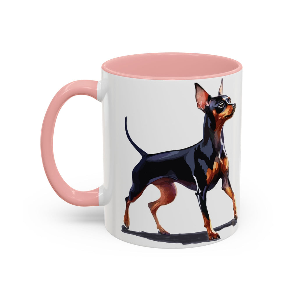 Miniature Pinscher Dog Two Tone Ceramic Coffee Mugs - Blue Cava