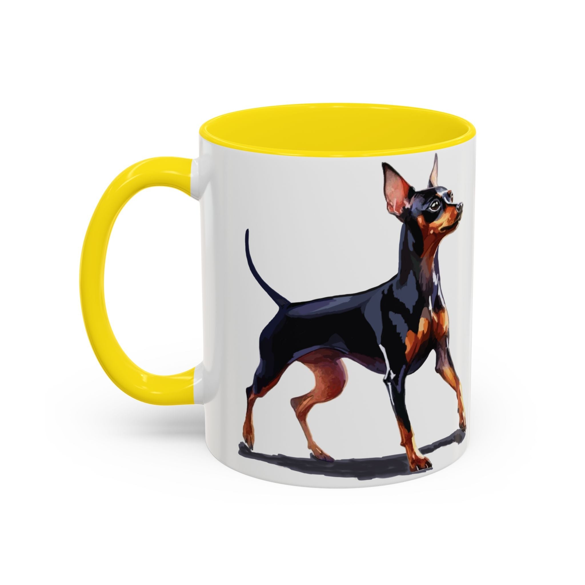 Miniature Pinscher Dog Two Tone Ceramic Coffee Mugs - Blue Cava