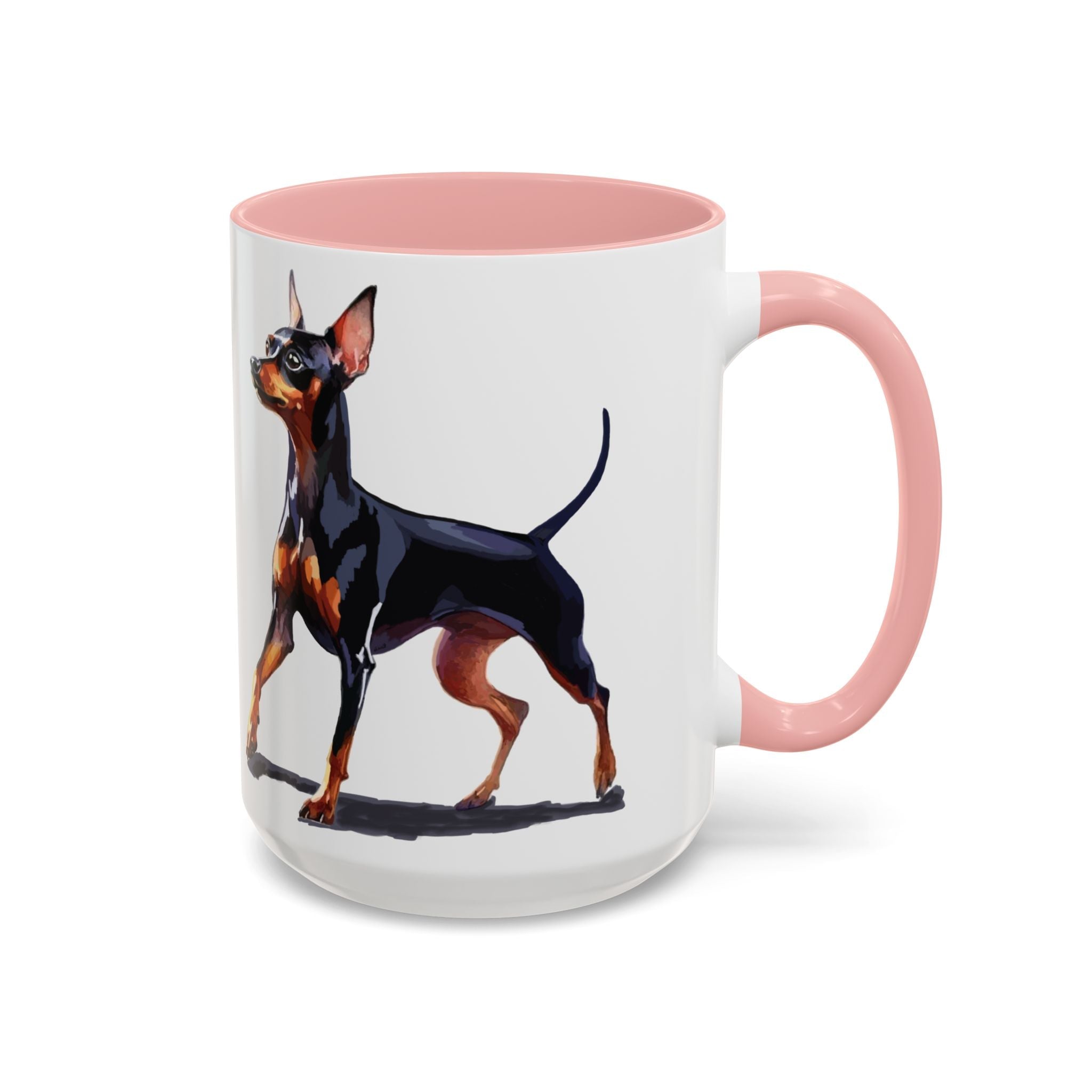 Miniature Pinscher Dog Two Tone Ceramic Coffee Mugs - Blue Cava