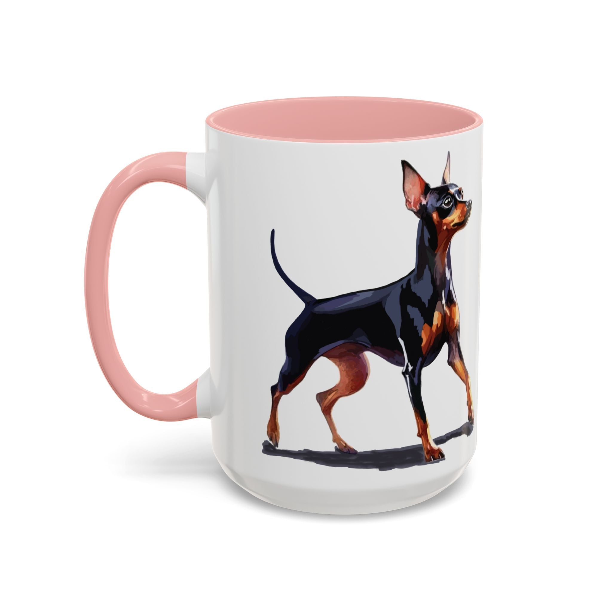 Miniature Pinscher Dog Two Tone Ceramic Coffee Mugs - Blue Cava
