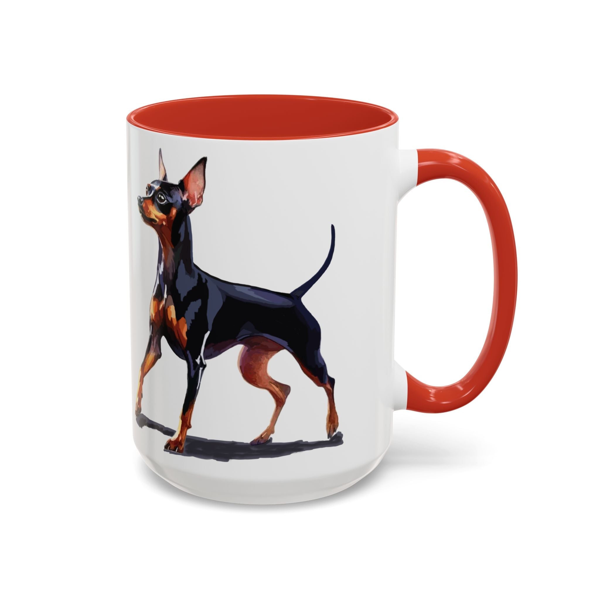 Miniature Pinscher Dog Two Tone Ceramic Coffee Mugs - Blue Cava