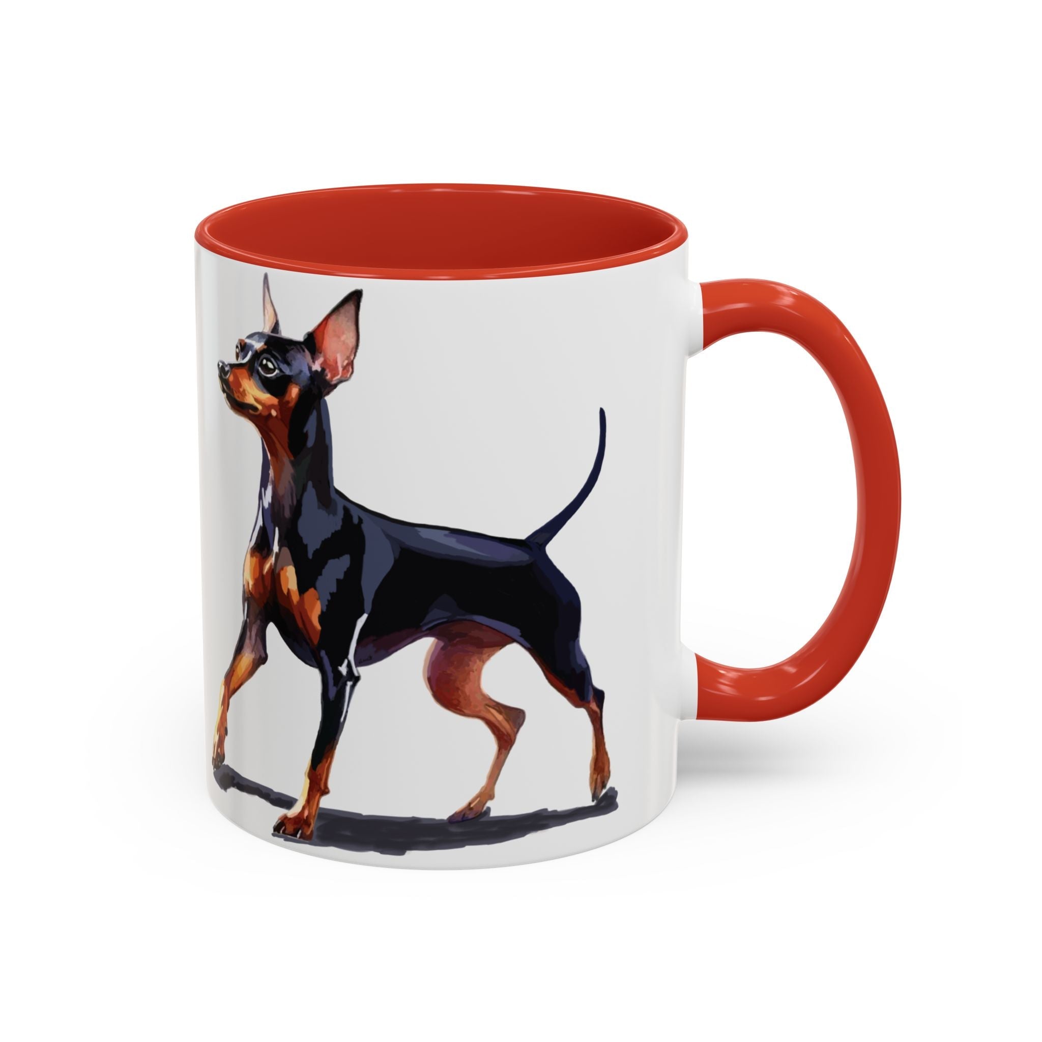 Miniature Pinscher Dog Two Tone Ceramic Coffee Mugs - Blue Cava
