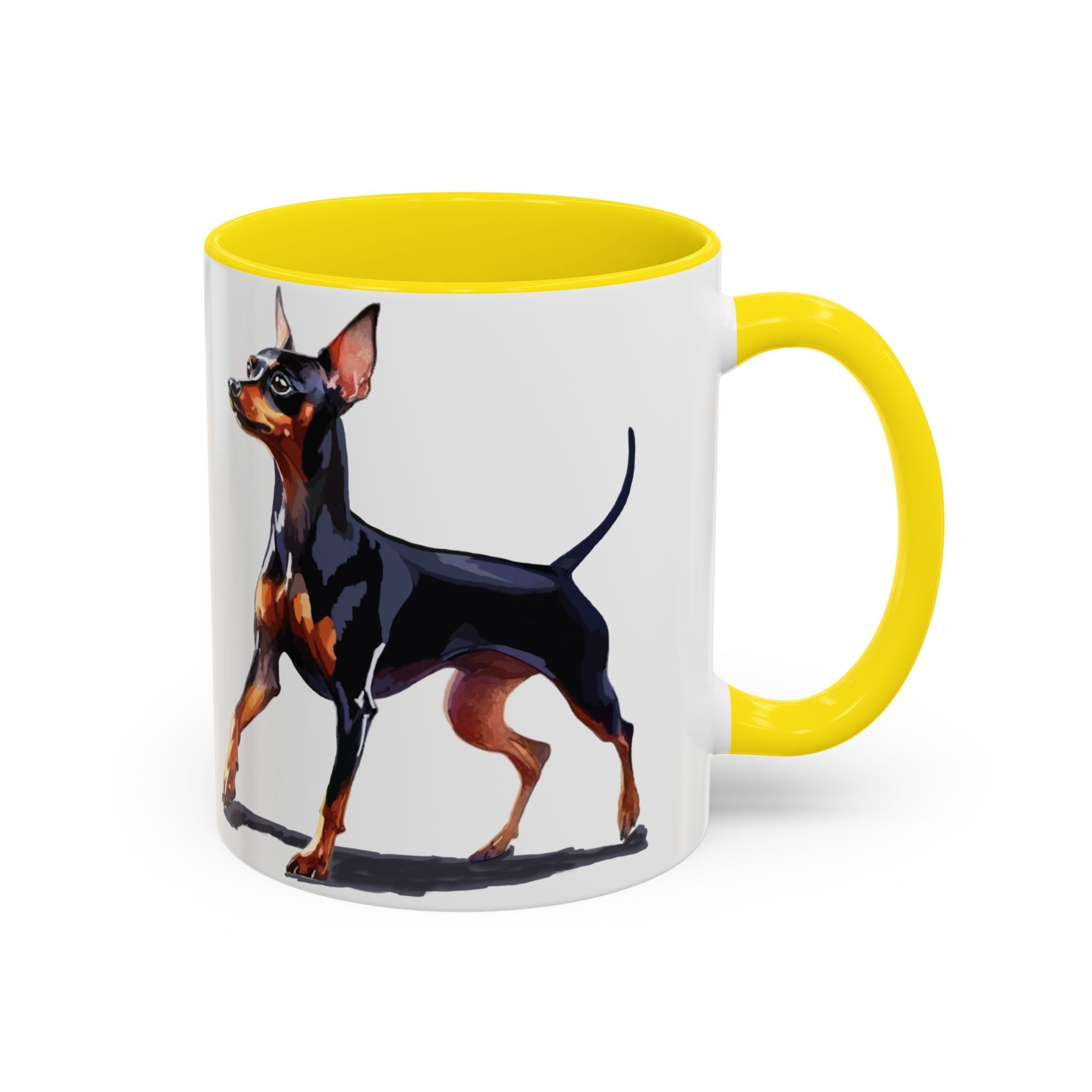 Miniature Pinscher Dog Two Tone Ceramic Coffee Mugs - Blue Cava