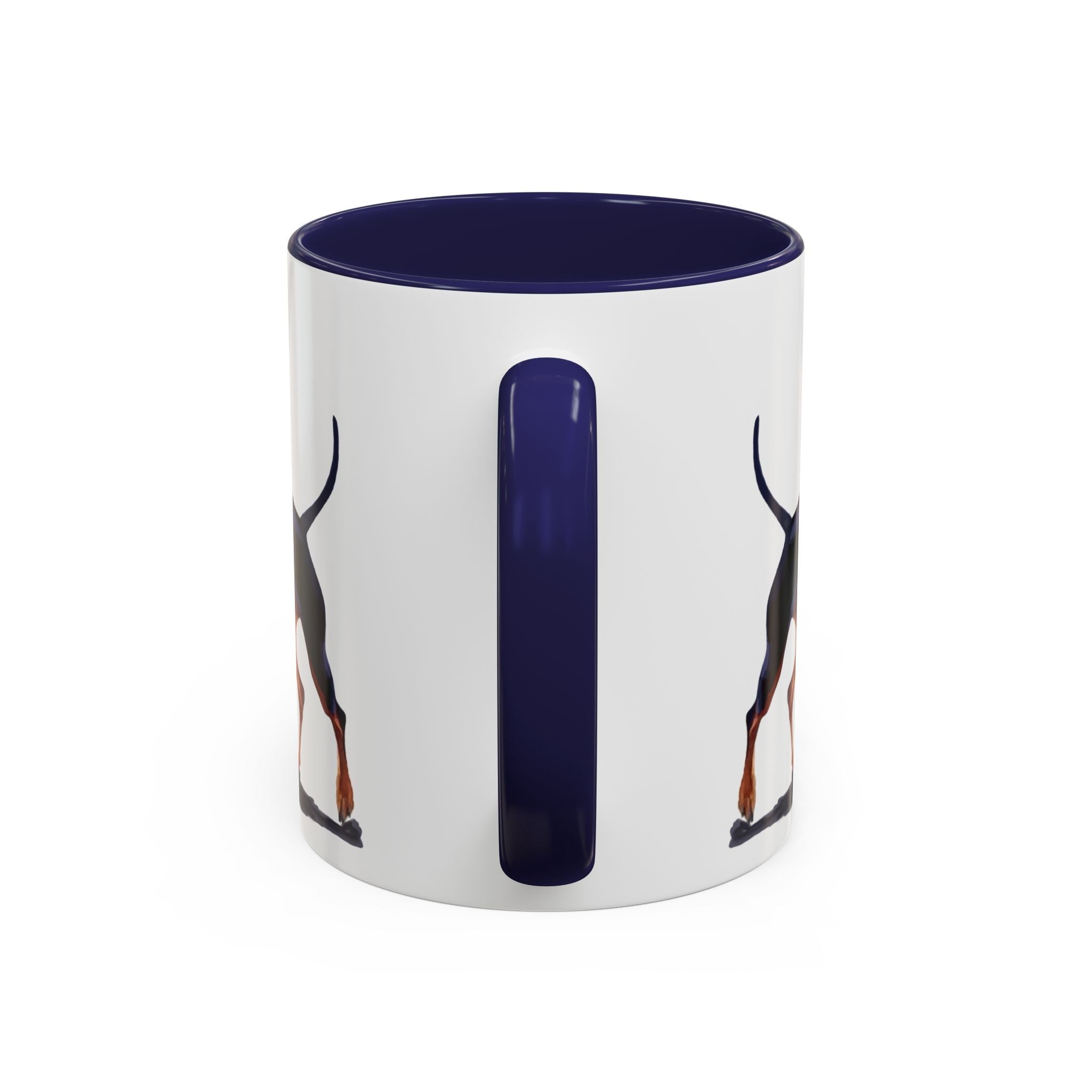 Miniature Pinscher Dog Two Tone Ceramic Coffee Mugs - Blue Cava