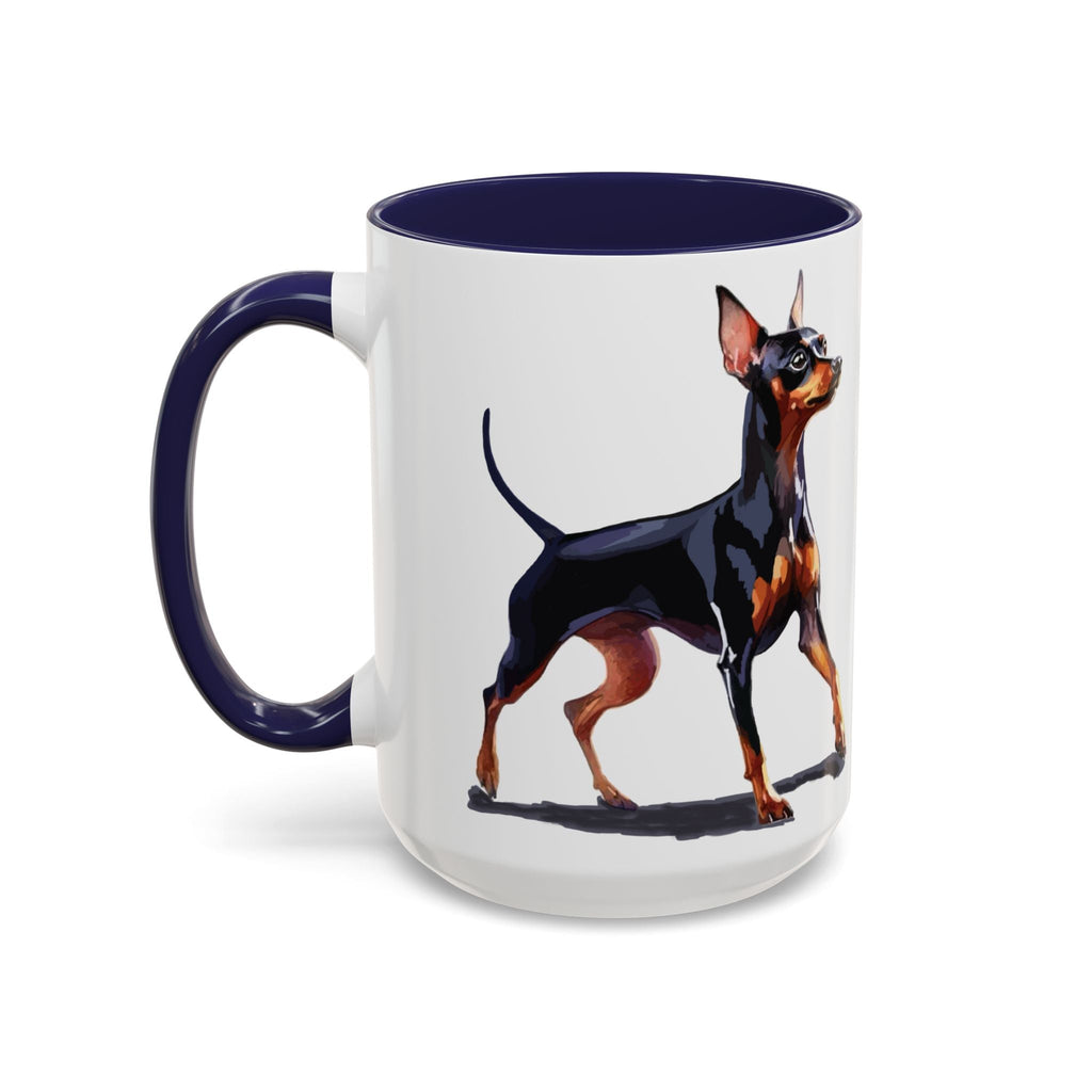 Miniature Pinscher Dog Two Tone Ceramic Coffee Mugs - Blue Cava