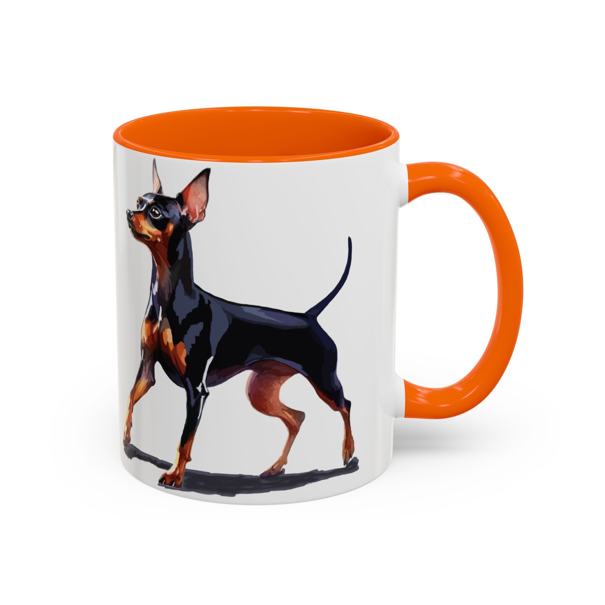 Miniature Pinscher Dog Two Tone Ceramic Coffee Mugs - Blue Cava