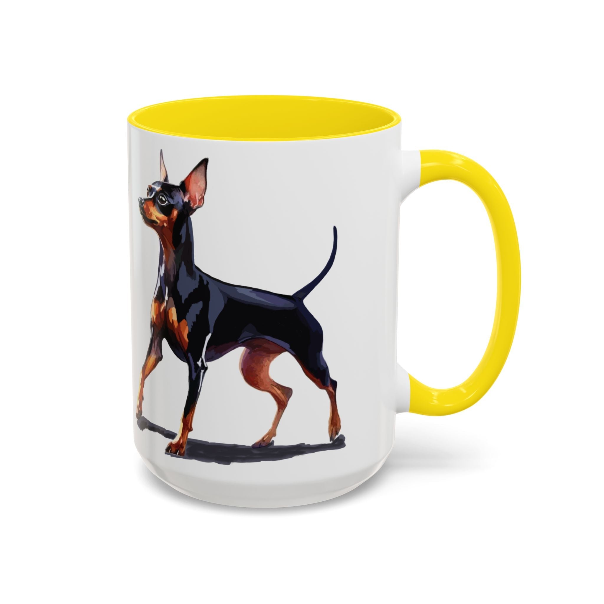 Miniature Pinscher Dog Two Tone Ceramic Coffee Mugs - Blue Cava