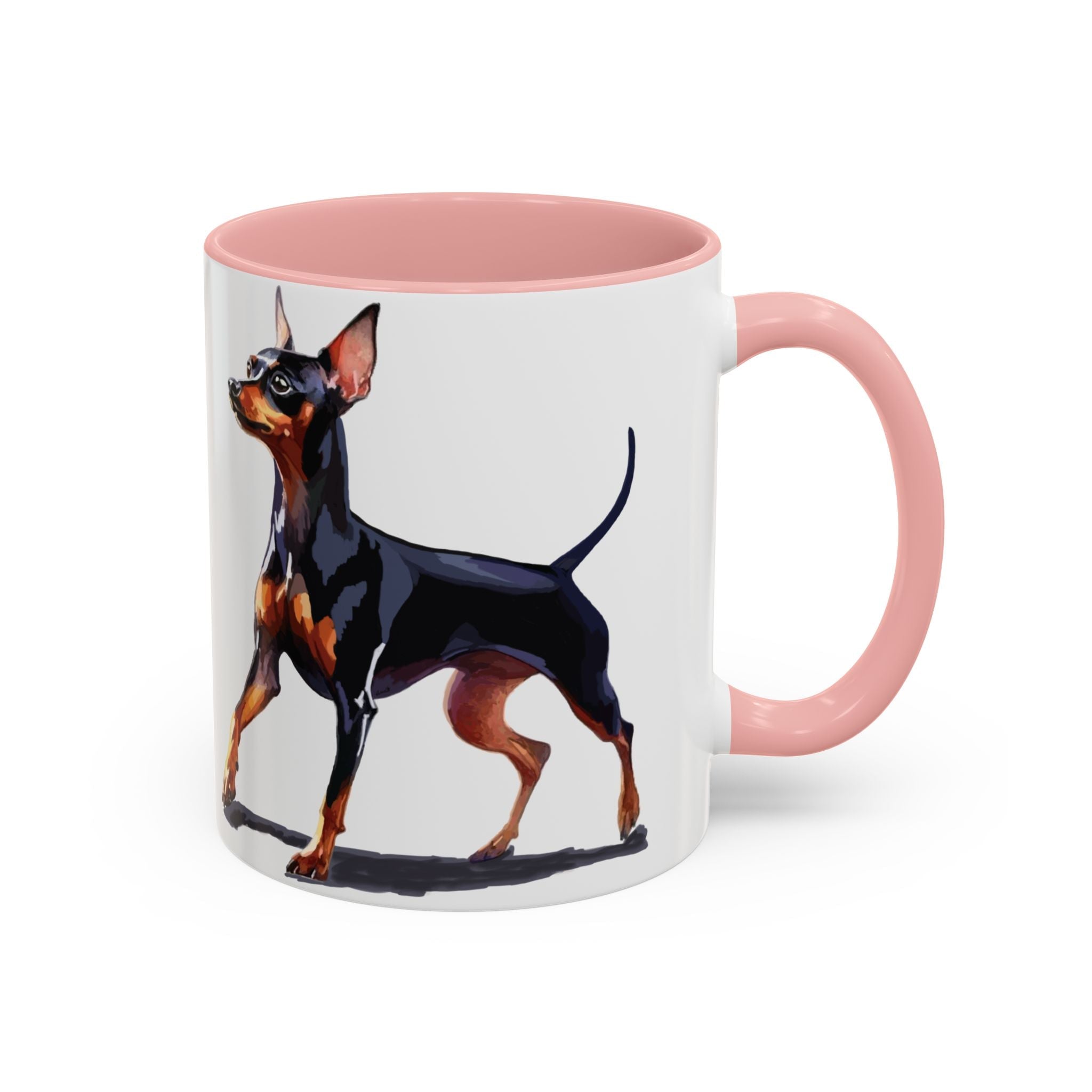Miniature Pinscher Dog Two Tone Ceramic Coffee Mugs - Blue Cava