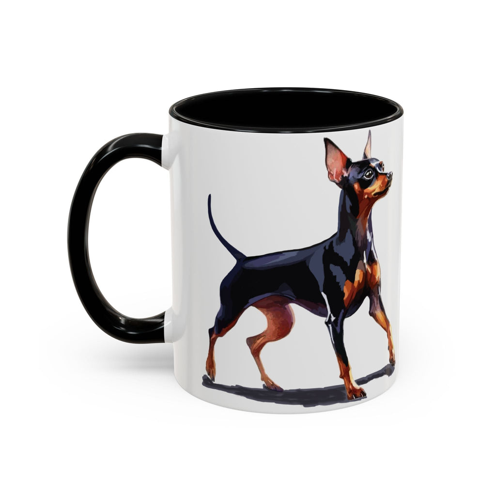 Miniature Pinscher Dog Two Tone Ceramic Coffee Mugs - Blue Cava