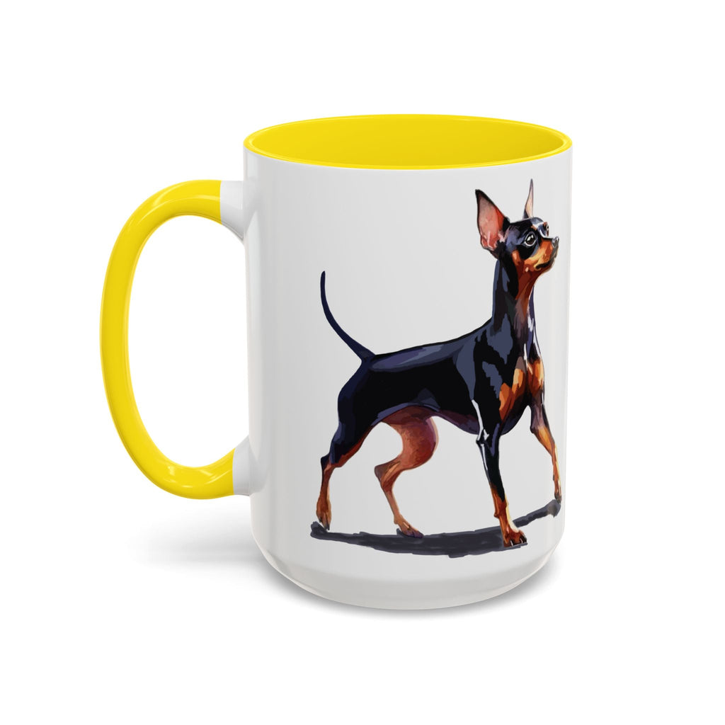 Miniature Pinscher Dog Two Tone Ceramic Coffee Mugs - Blue Cava