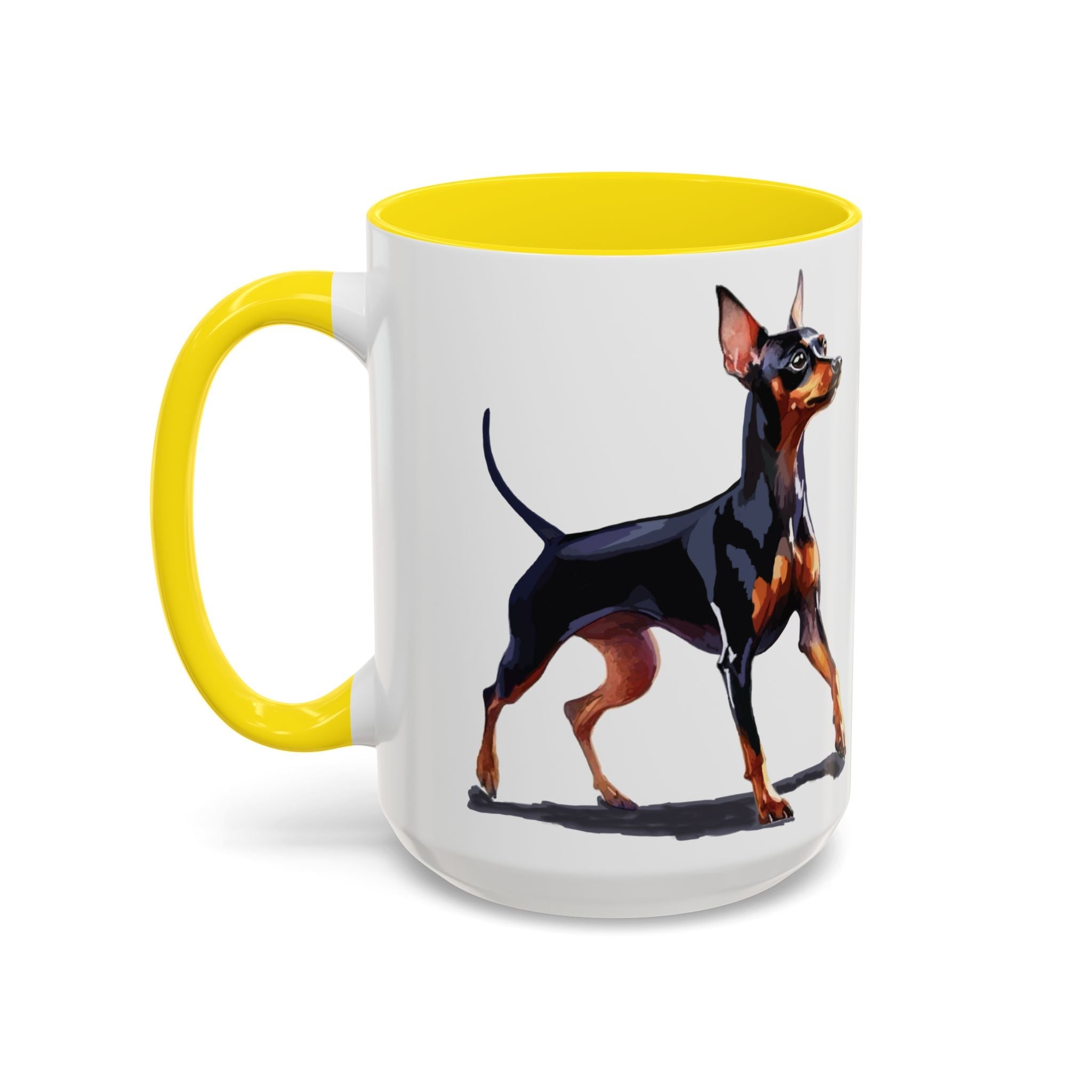 Miniature Pinscher Dog Two Tone Ceramic Coffee Mugs - Blue Cava