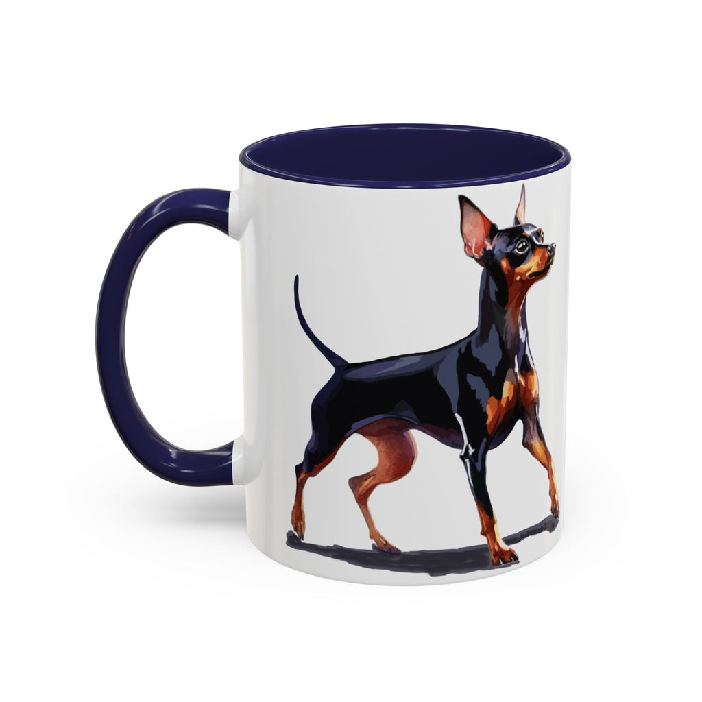 Miniature Pinscher Dog Two Tone Ceramic Coffee Mugs - Blue Cava