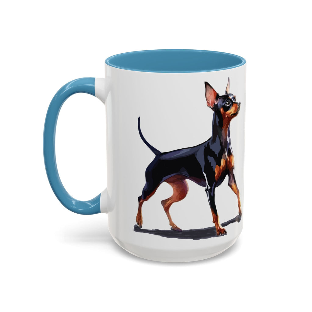 Miniature Pinscher Dog Two Tone Ceramic Coffee Mugs - Blue Cava