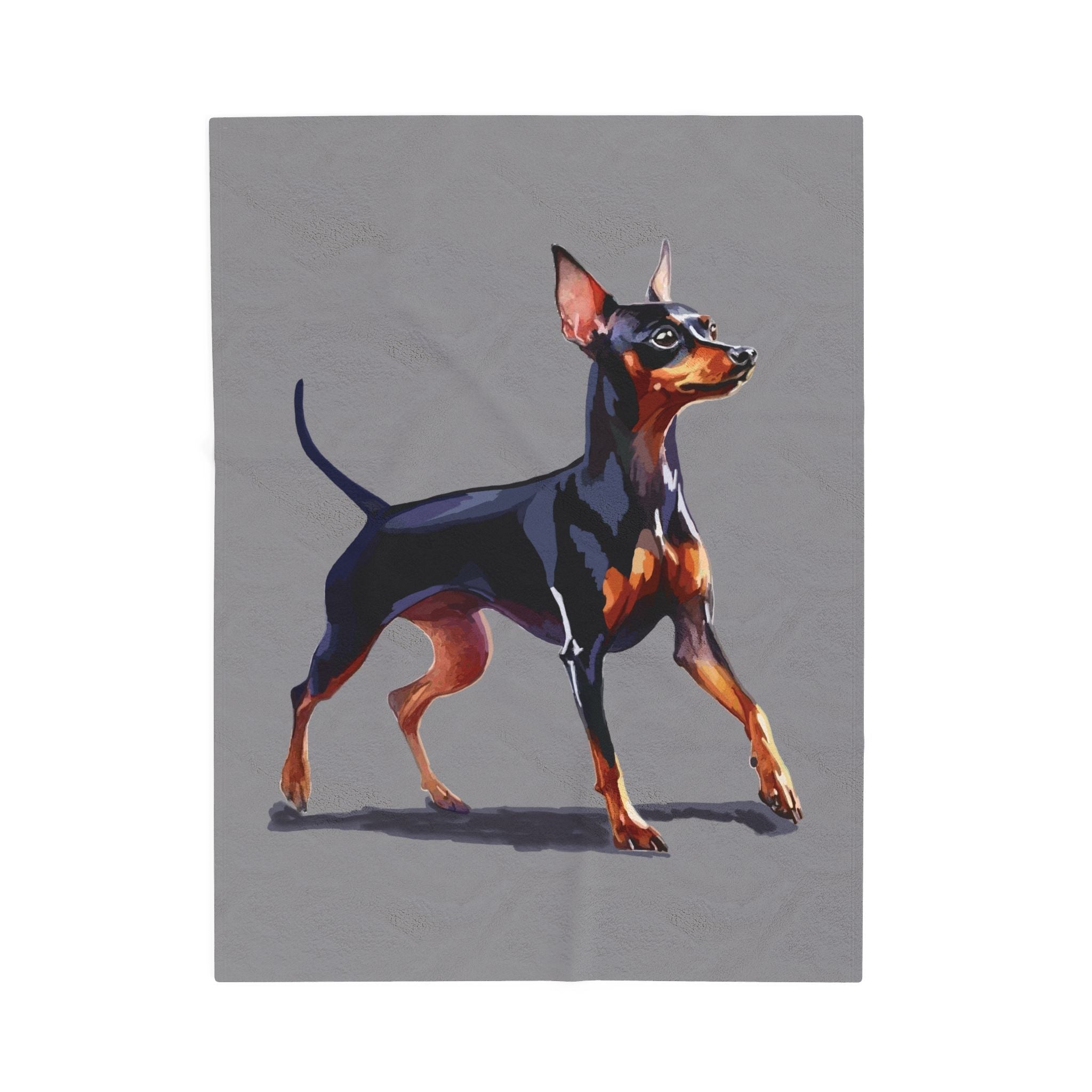 Miniature Pinscher Velveteen Plush Blanket — Soft Dog Portrait Throw for Pet Lovers - Blue Cava