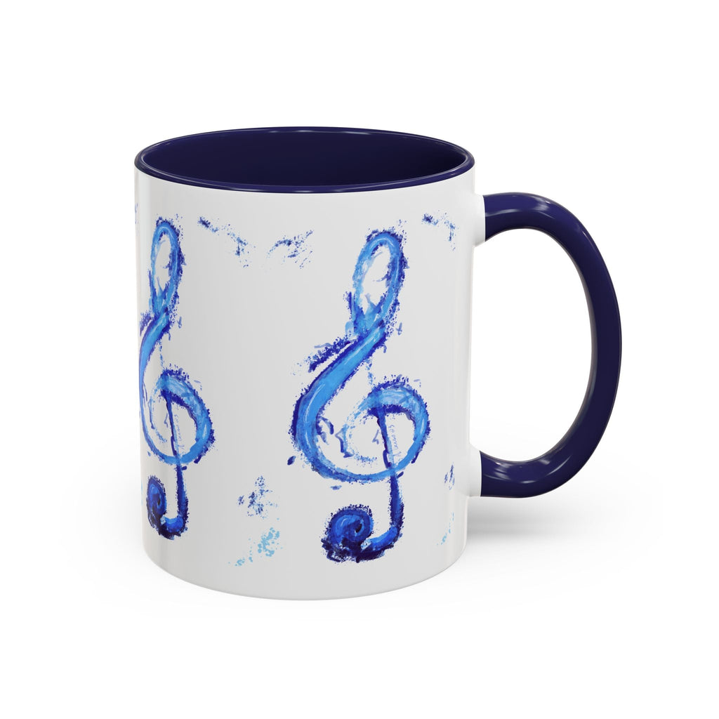 Music Note Two Tone Ceramic Coffee Mug - Blue Cava