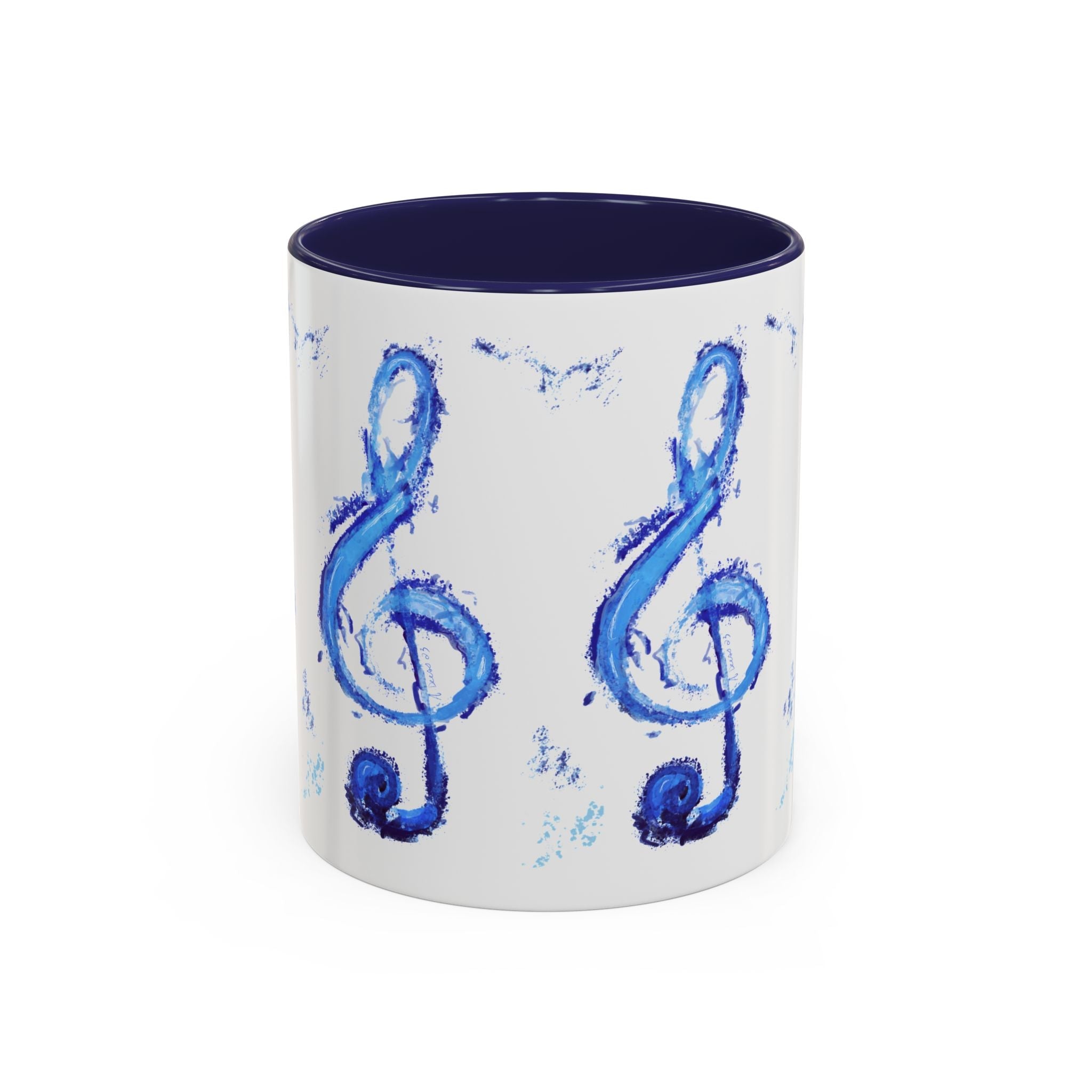 Music Note Two Tone Ceramic Coffee Mug - Blue Cava