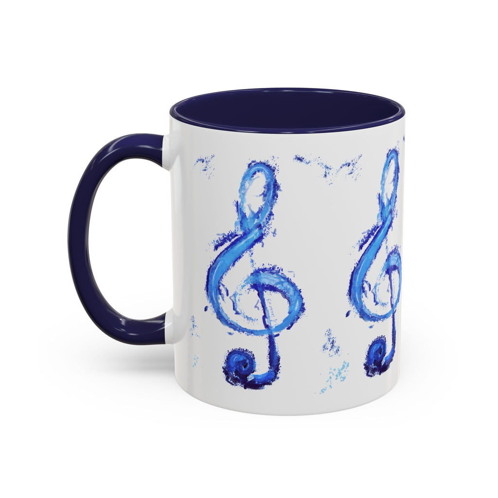 Music Note Two Tone Ceramic Coffee Mug - Blue Cava