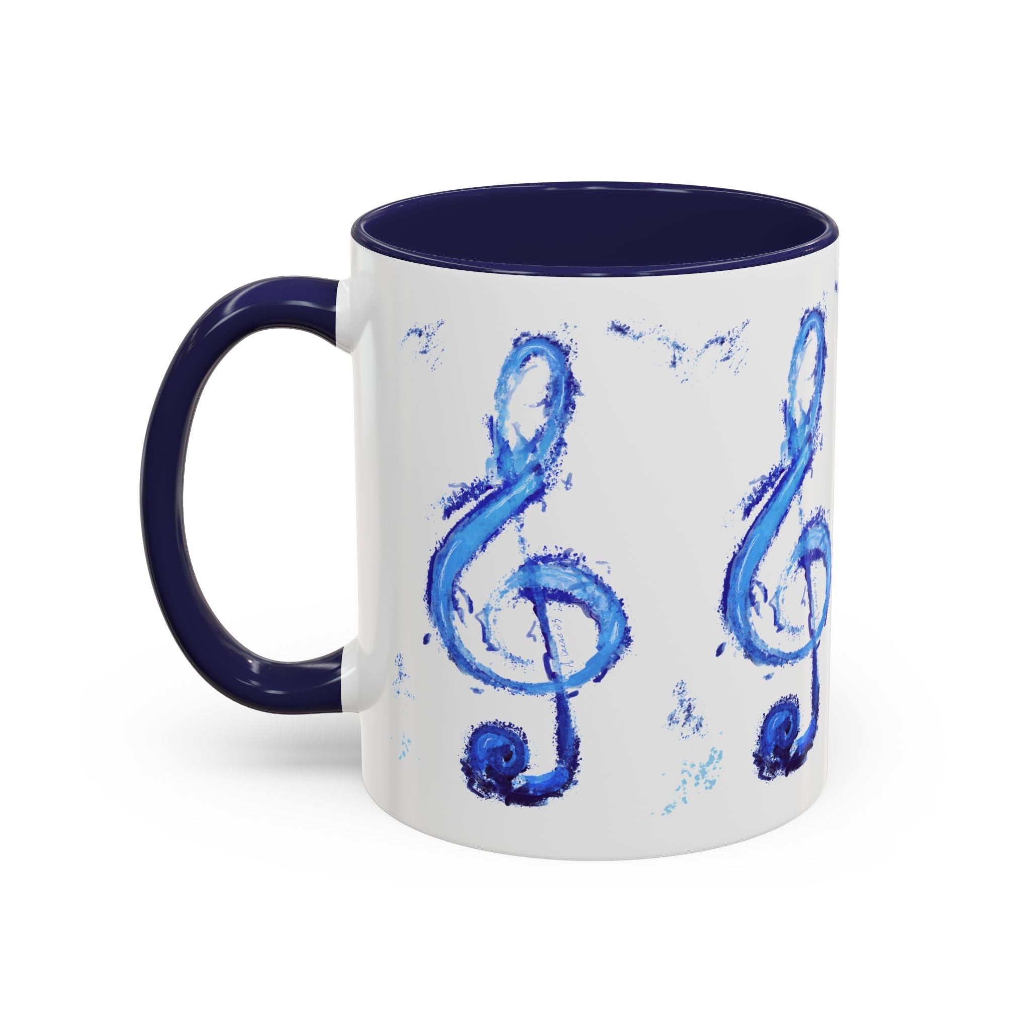 Music Note Two Tone Ceramic Coffee Mug - Blue Cava