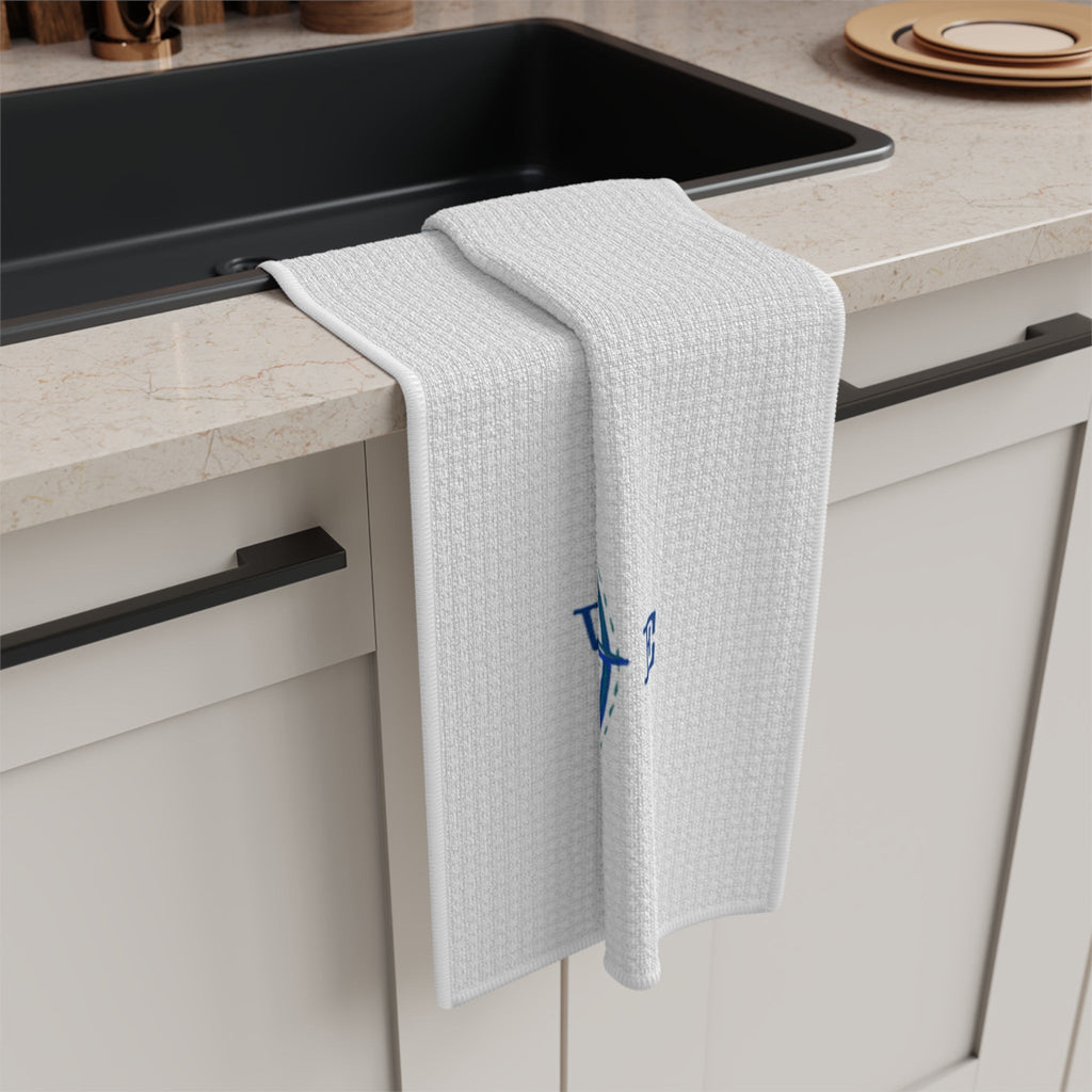 Nautical Southport NC Compass Microfiber Waffle Kitchen Towel - Blue Cava