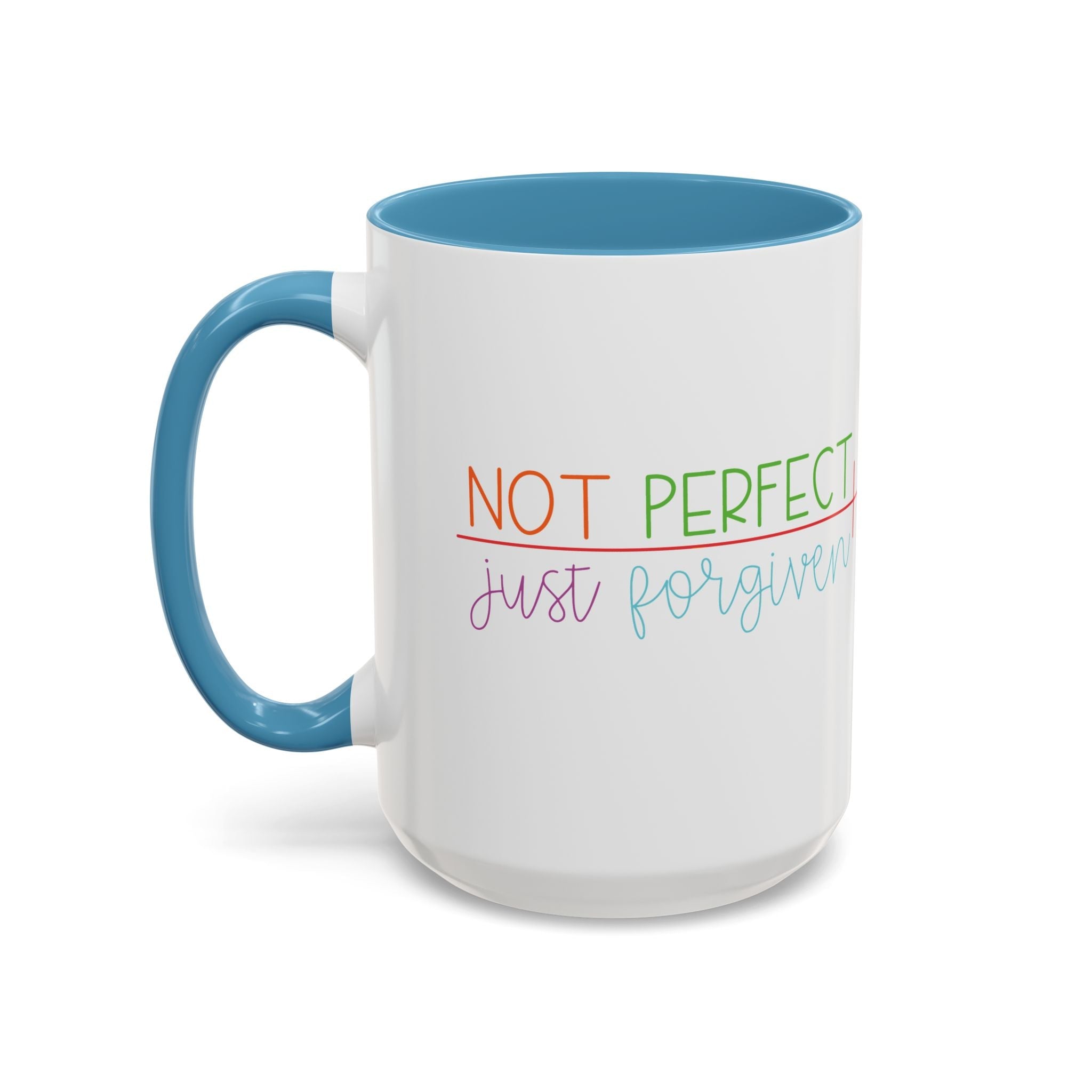 Not Perfect Just Forgiven - Inspirational Christian Coffee Mug - Blue Cava