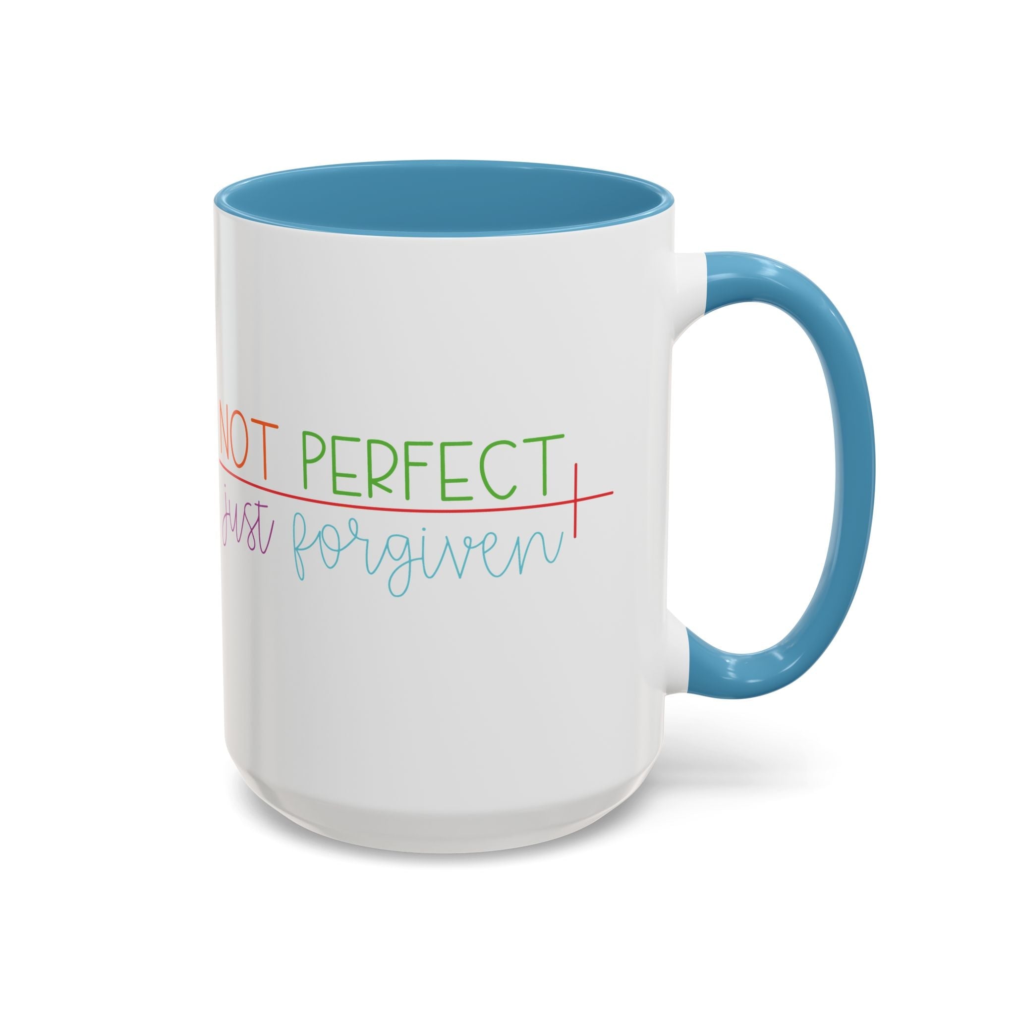 Not Perfect Just Forgiven - Inspirational Christian Coffee Mug - Blue Cava