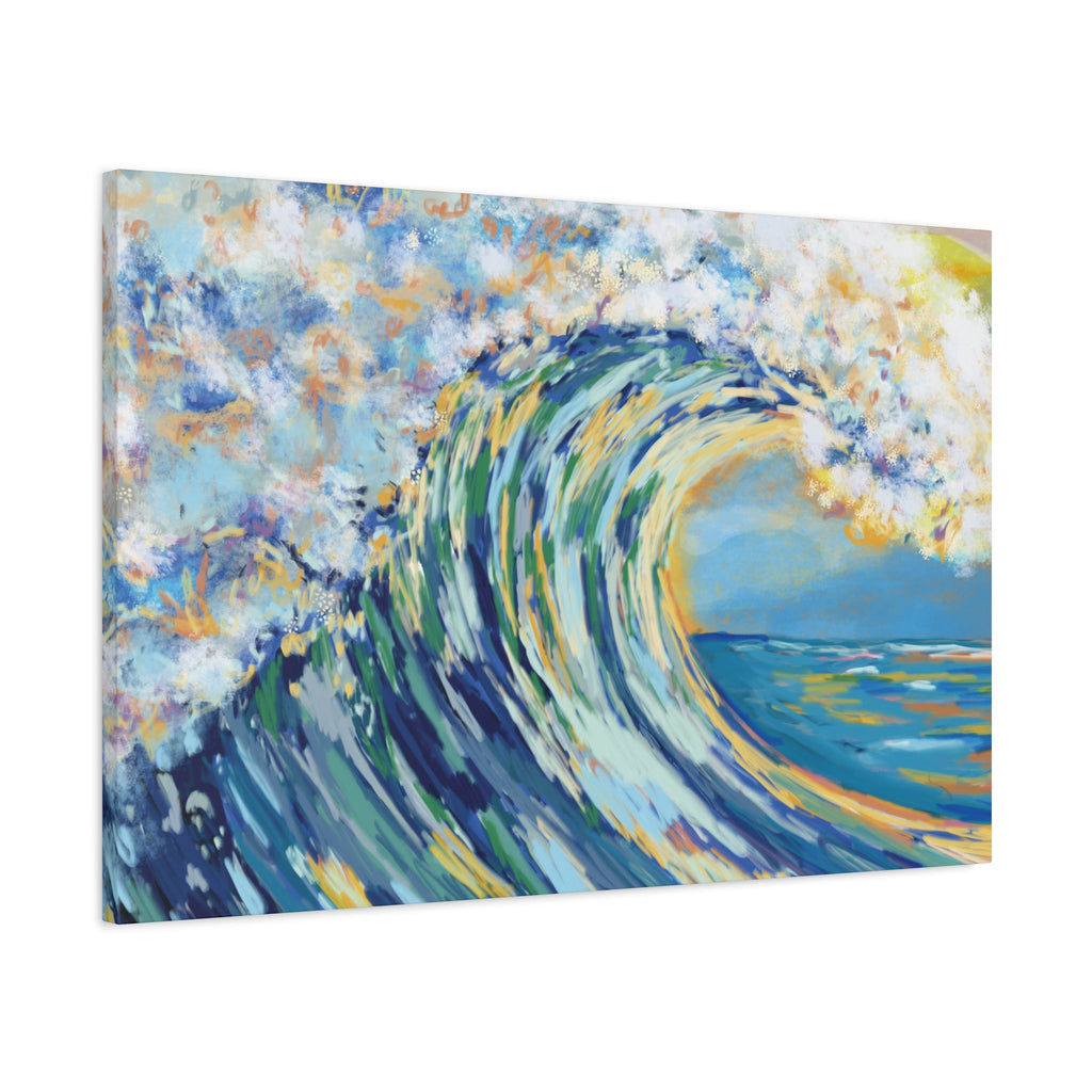 Ocean Wave Art Canvas Print - Stretched 1.25" Depth - Blue Cava