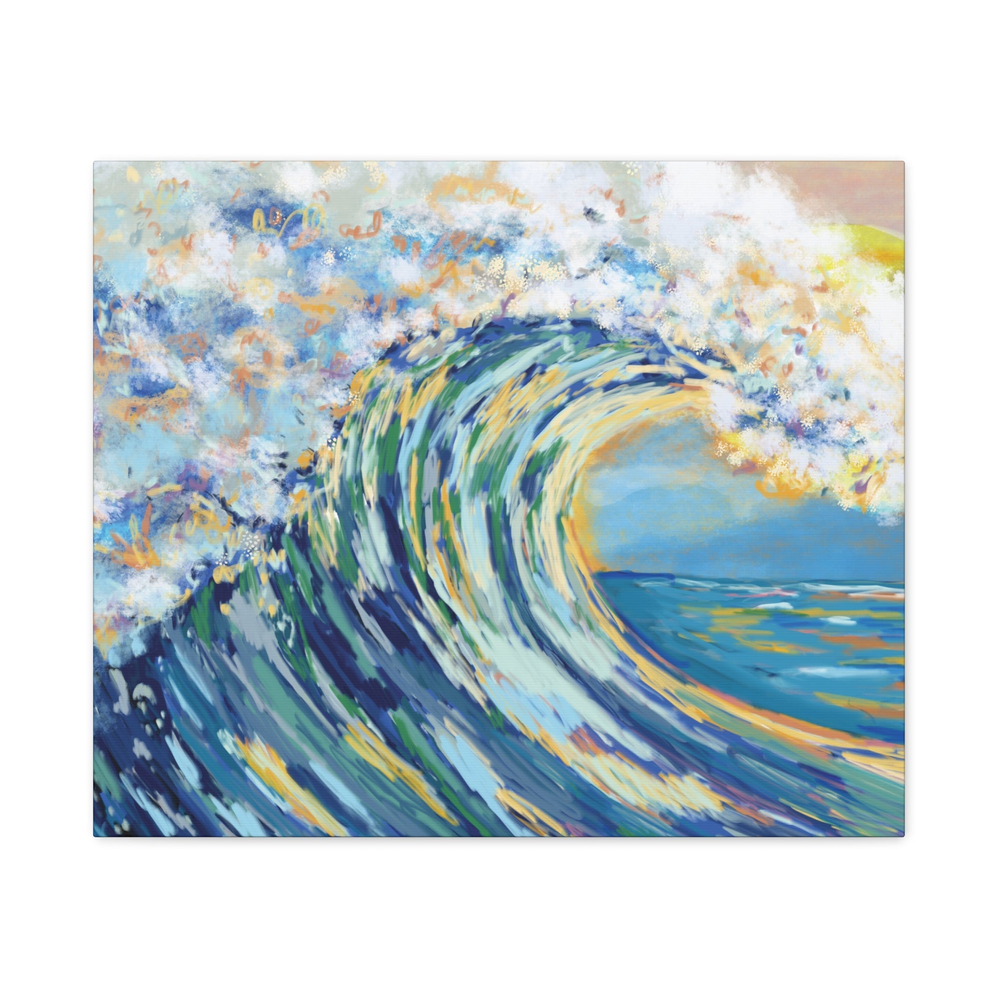 Ocean Wave Art Canvas Print - Stretched 1.25" Depth - Blue Cava
