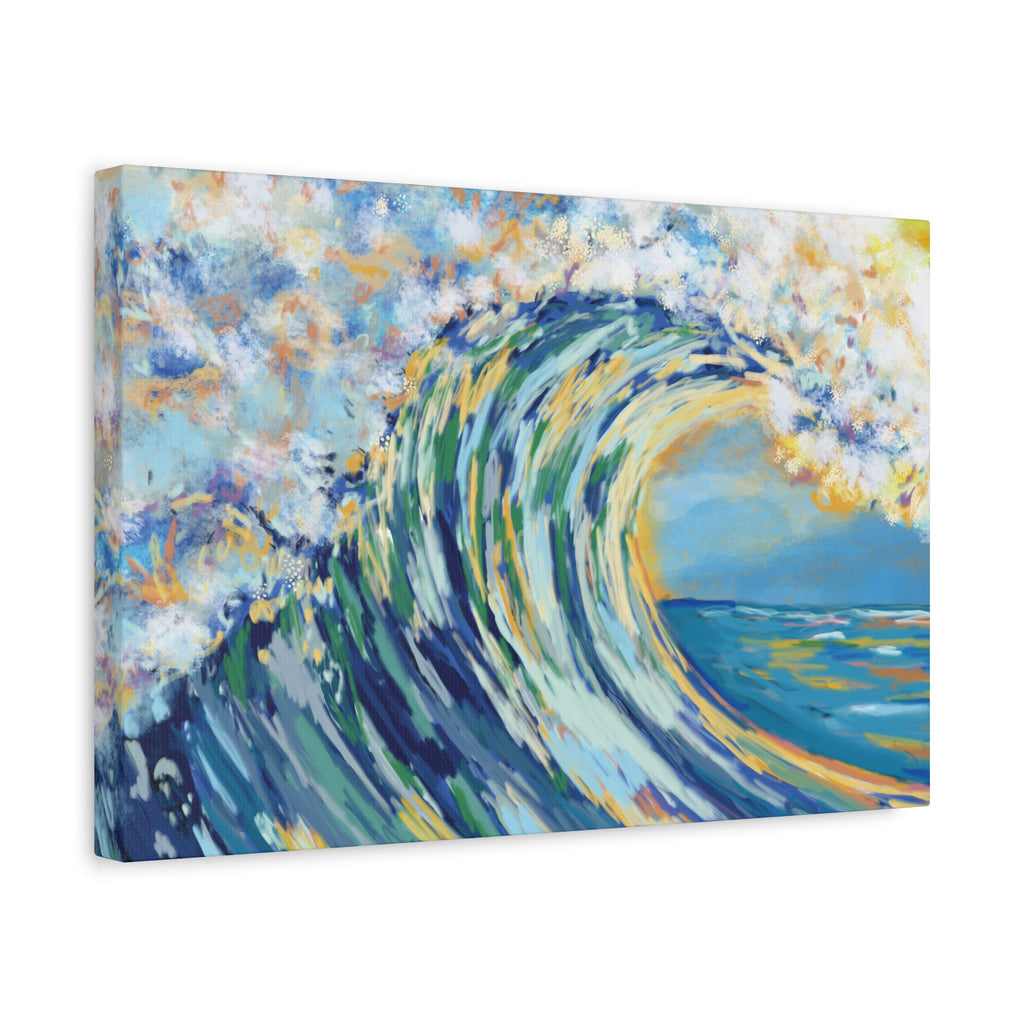 Ocean Wave Art Canvas Print - Stretched 1.25" Depth - Blue Cava