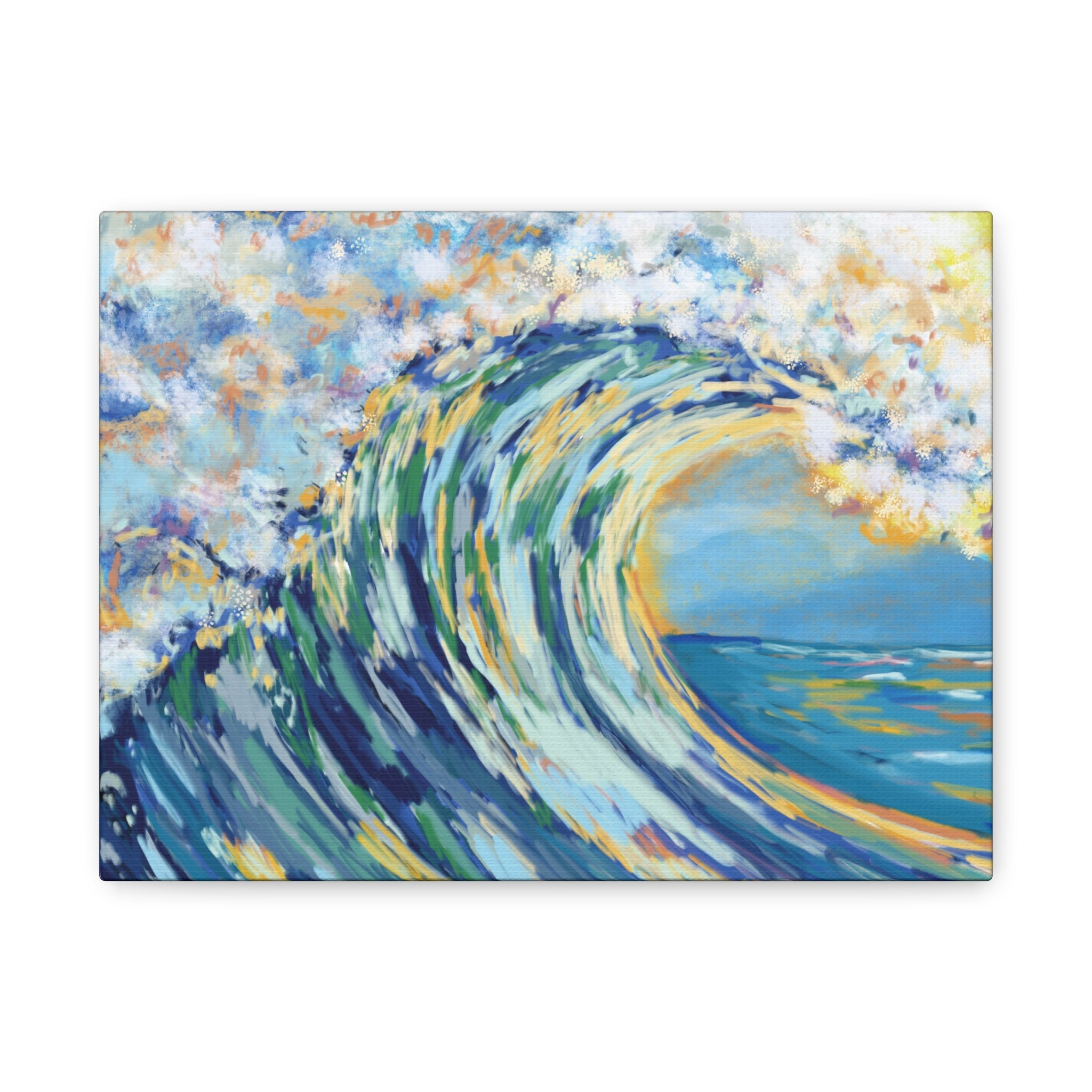 Ocean Wave Art Canvas Print - Stretched 1.25" Depth - Blue Cava