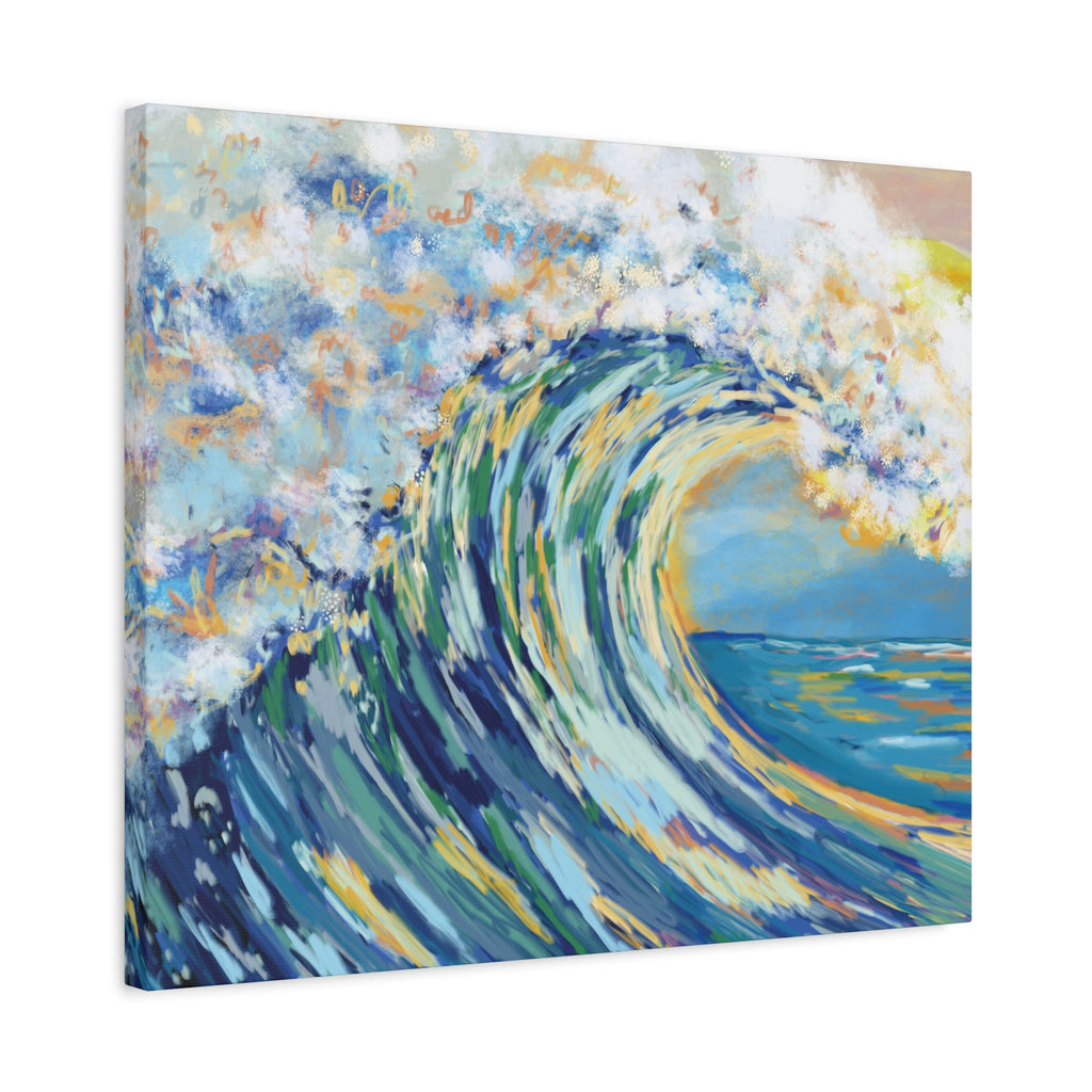 Ocean Wave Art Canvas Print - Stretched 1.25" Depth - Blue Cava