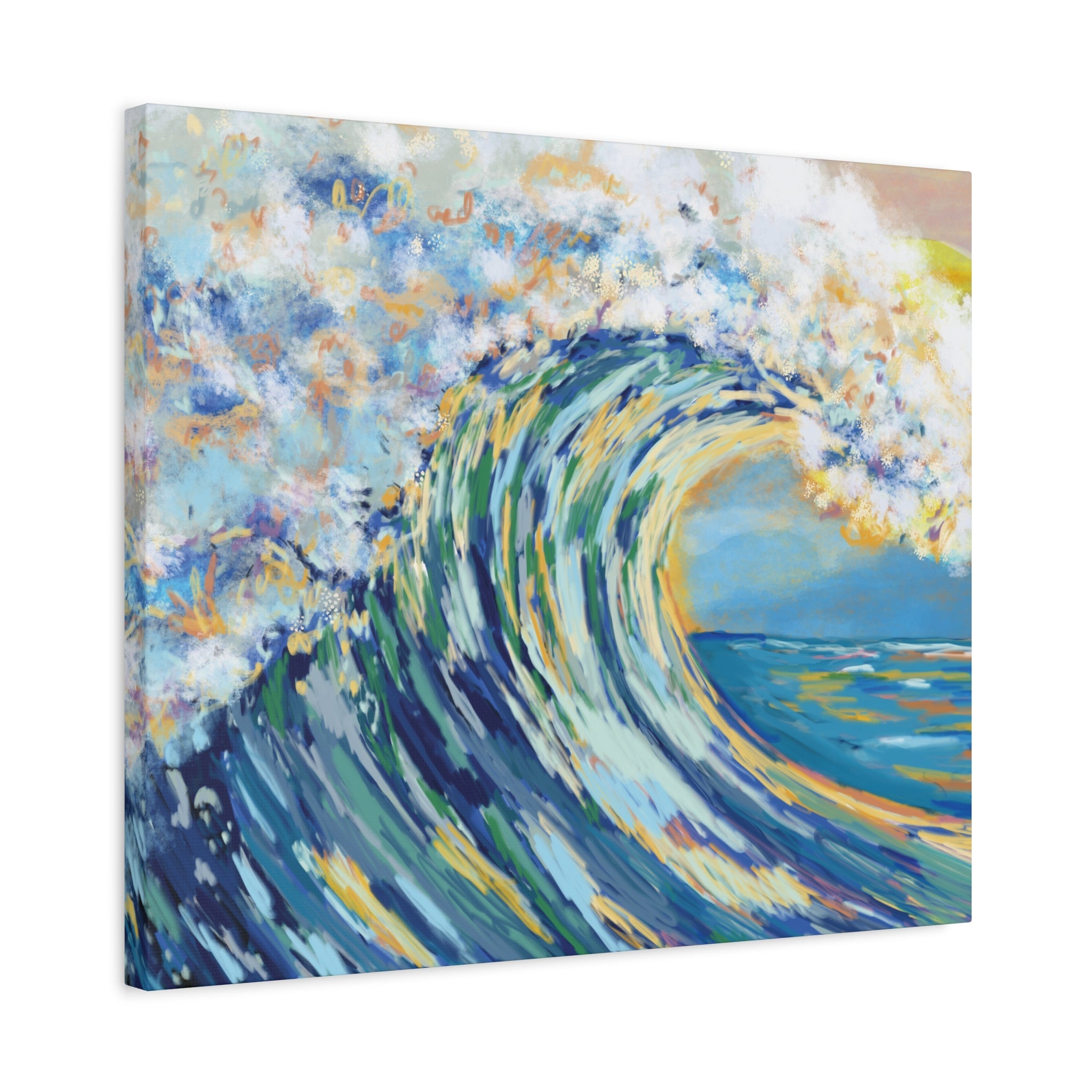 Ocean Wave Art Canvas Print - Stretched 1.25" Depth - Blue Cava