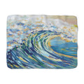 Ocean Wave Sherpa Fleece Blanket - Cozy Home Decor for Beach Lovers - Blue Cava